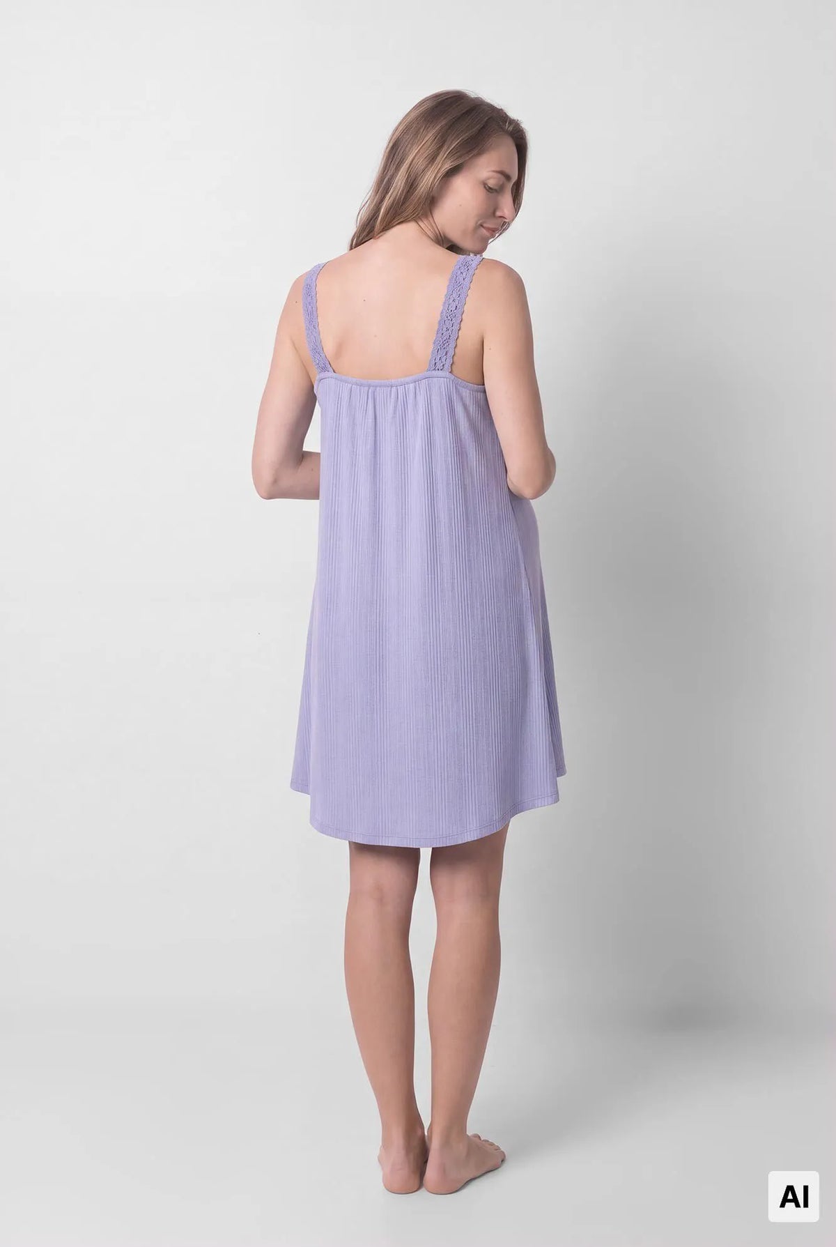Women Secret Medium Blue Women Blue "Maternity" Lace Strap Nightgown SKU: 3634156_12 Image 03