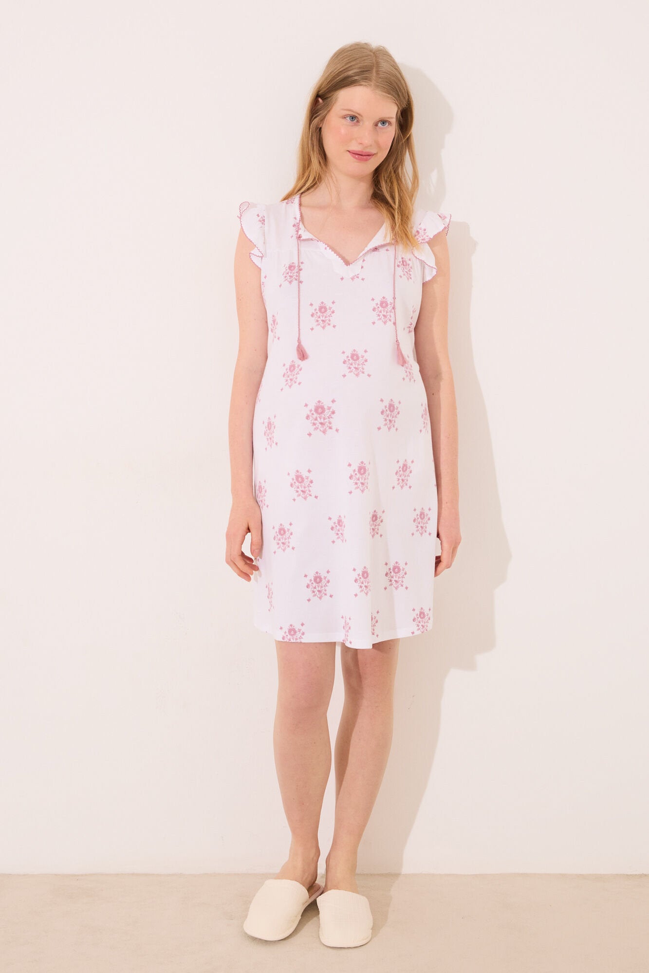 Women Secret_White "Maternity" Short Nightgown with Floral Print_3639162_96_03