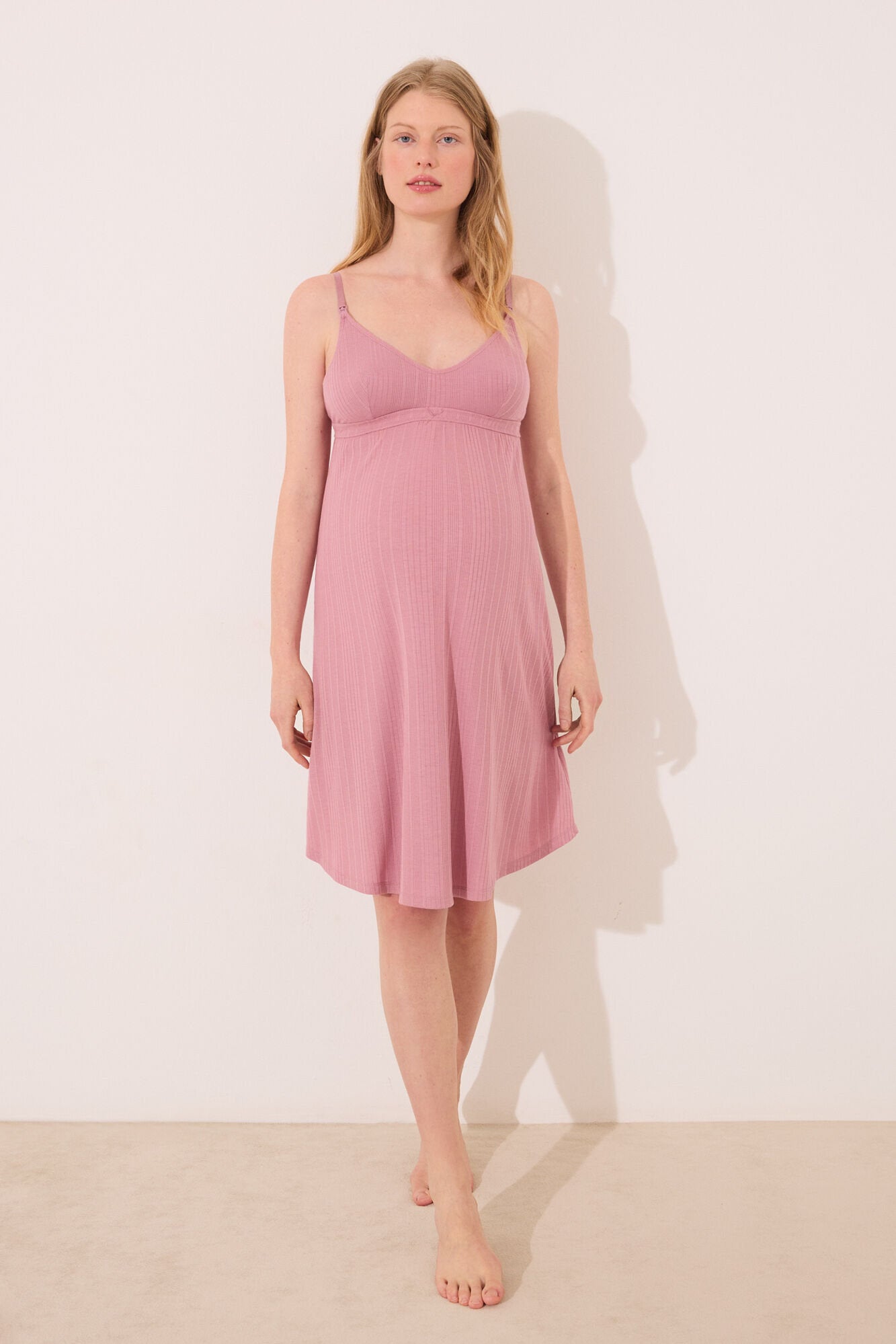 Women Secret_Short "Maternity" Nightgown in Pink Pointelle_3639164_72_03