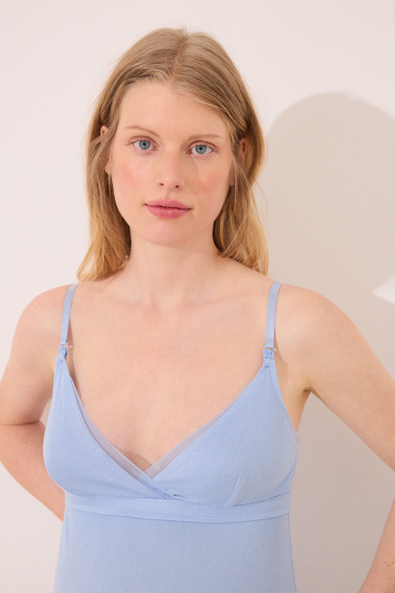 Women Secret_Short "Maternity" Nightgown in Blue Viscose_3639166_11_03