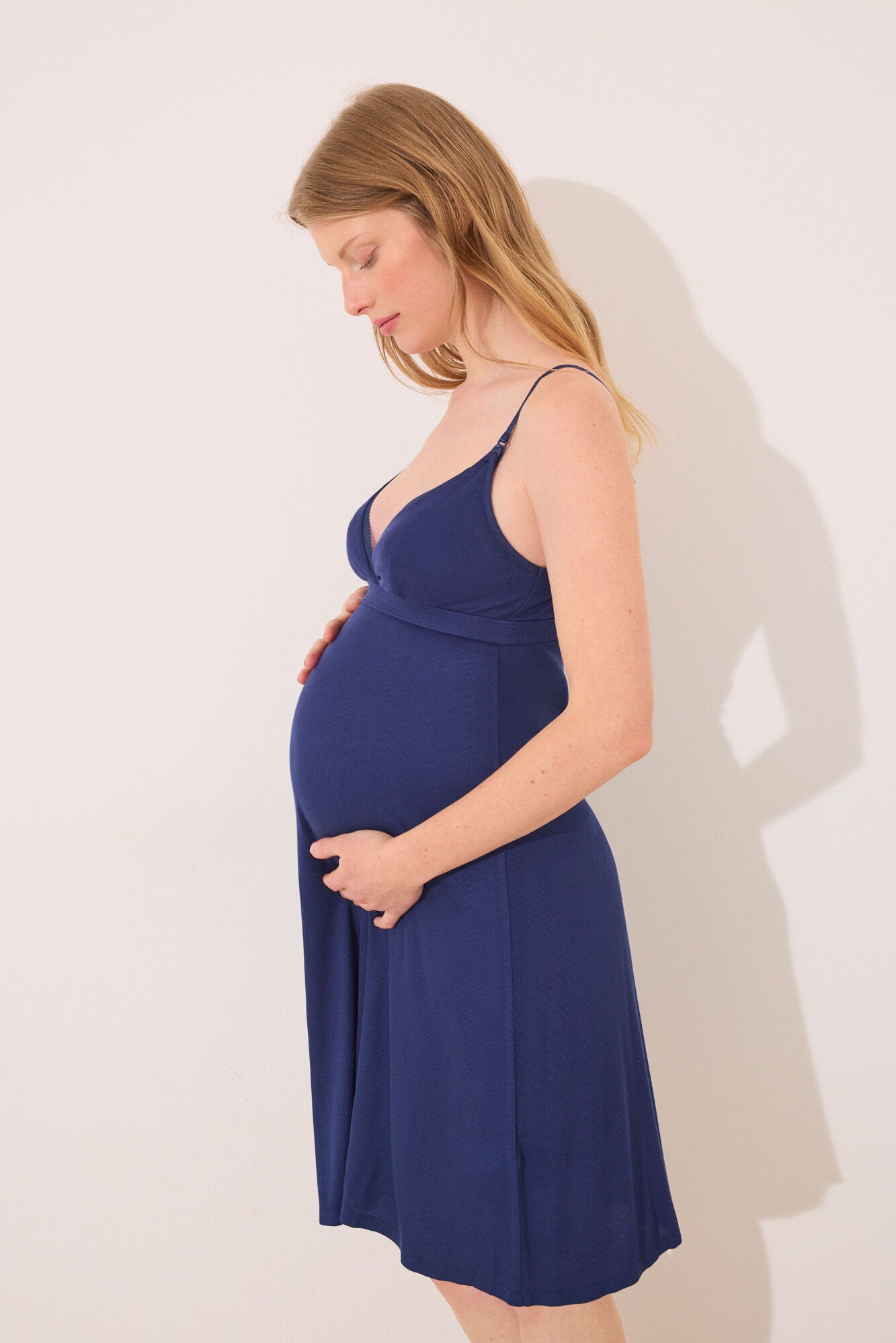 Women Secret_Short "Maternity" Nightgown in Blue Viscose_3639168_10_01