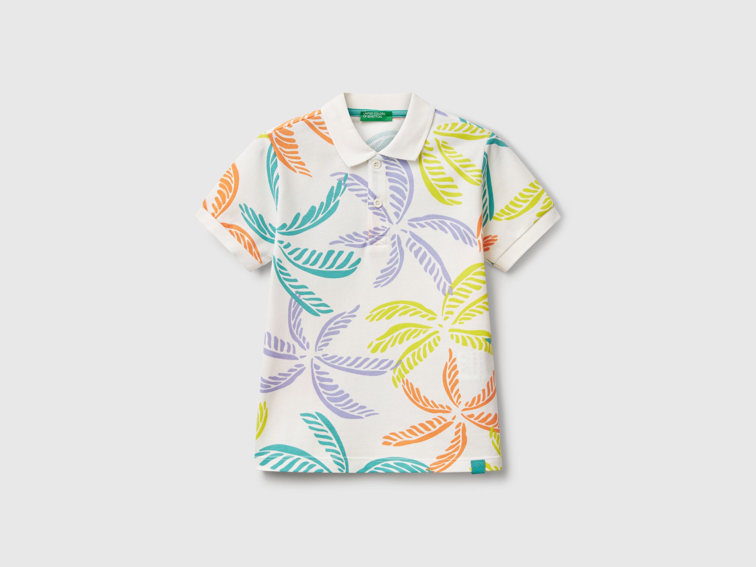 Benetton_White Polo with Tropical Print_36Y4G300Y_75E_01