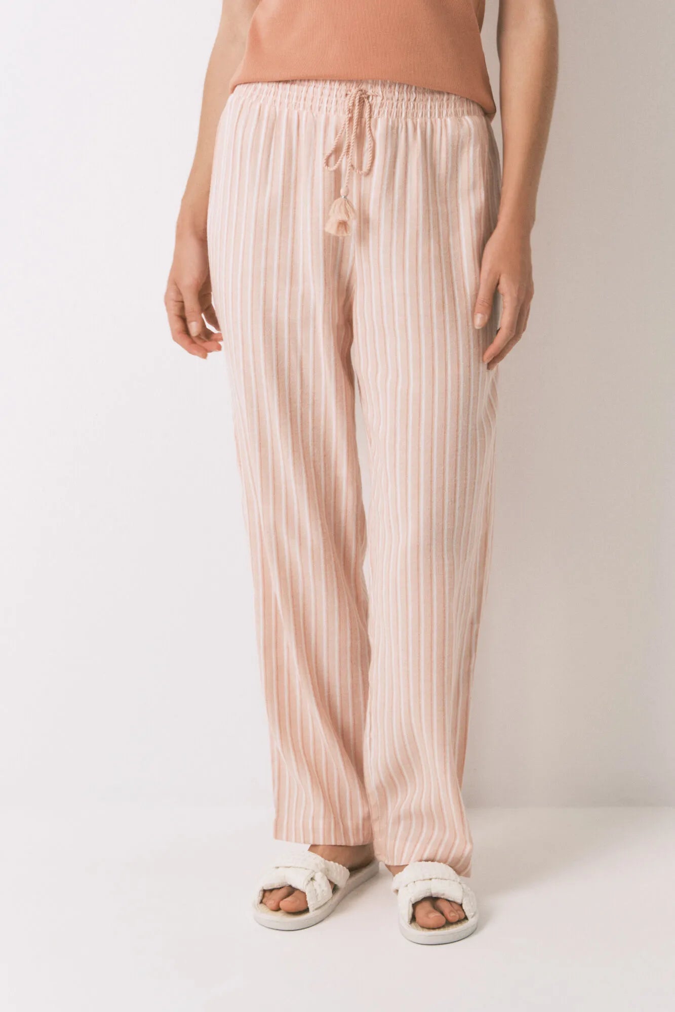 Women Secret_Orange_Long Orange Striped Flannel Trouser_3702263_64_03