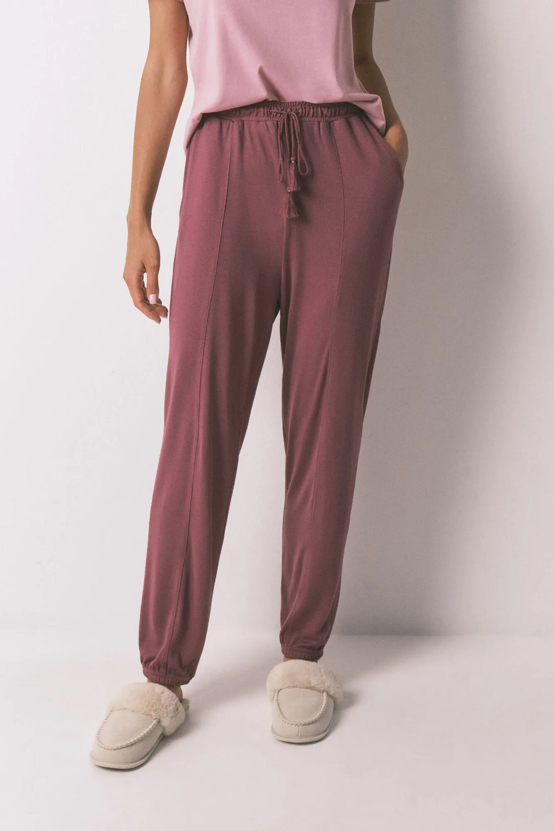 Women Secret_Red_Long Soft Jersey-Knit Maroon Trouser_3702266_68_02