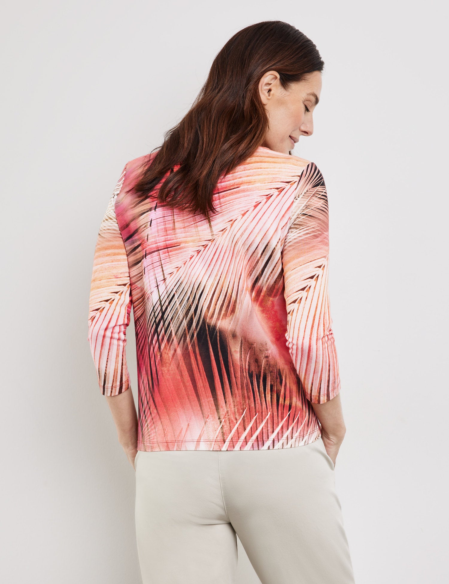 Patterned T Shirt With 3/4 Sleeve_370291 35060_6068_05