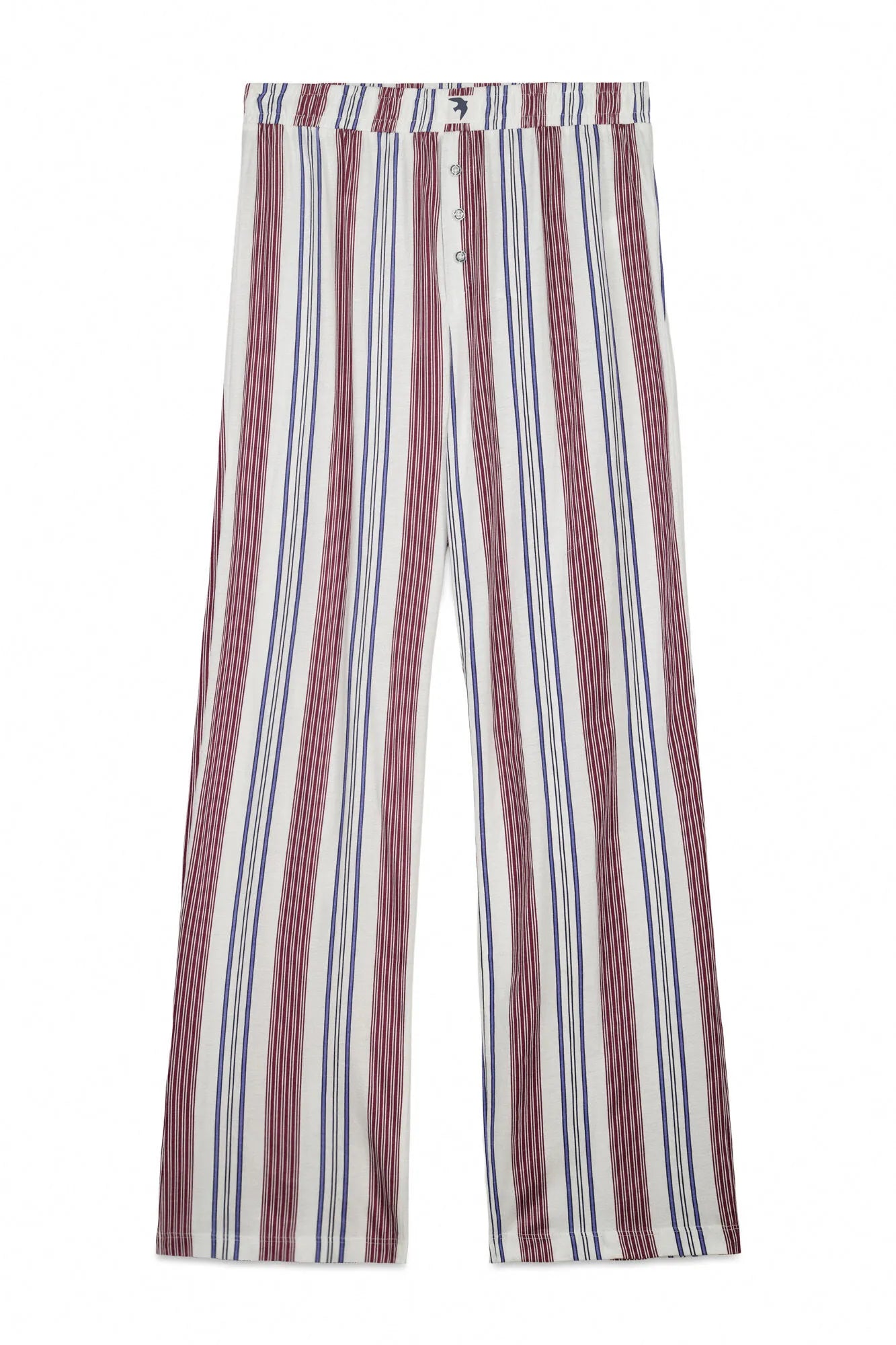 Women Secret_Maroon Print_Burgundy 100% Cotton Striped Long Trousers_3703220_58_04