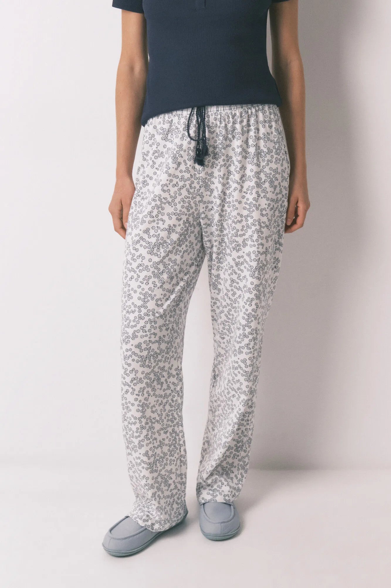 Women Secret_Blue Print_Floral Print Cotton Long Trousers_3703229_19_02