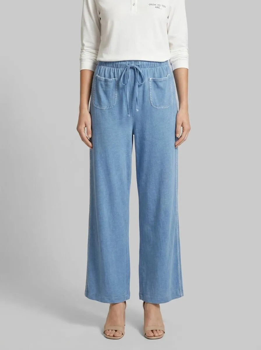 Women Secret Light Blue Women 100% Cotton Denim Capri Trousers SKU: 3703234_16 Image 00