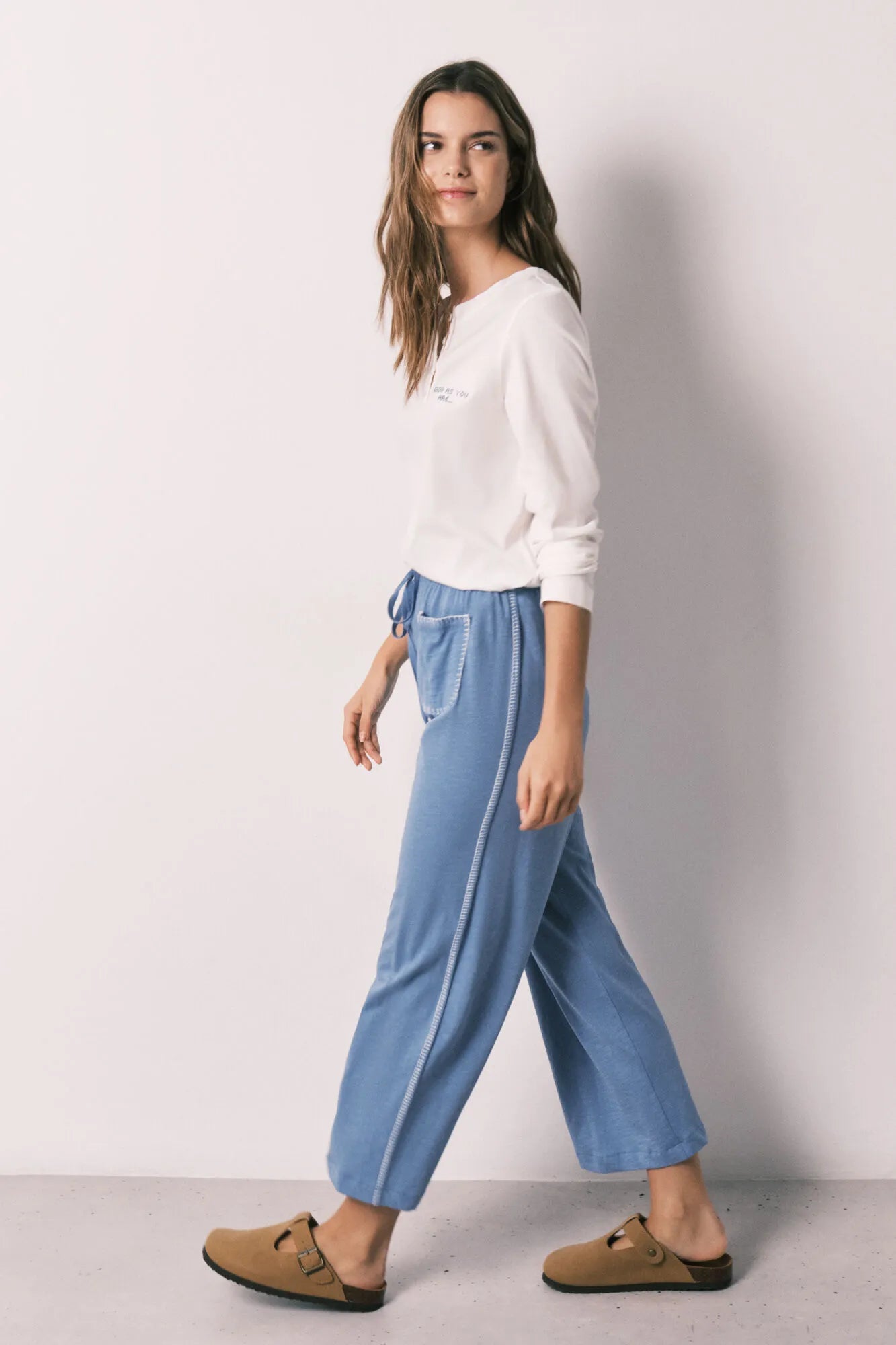 Women Secret Light Blue Women 100% Cotton Denim Capri Trousers SKU: 3703234_16 Image 01