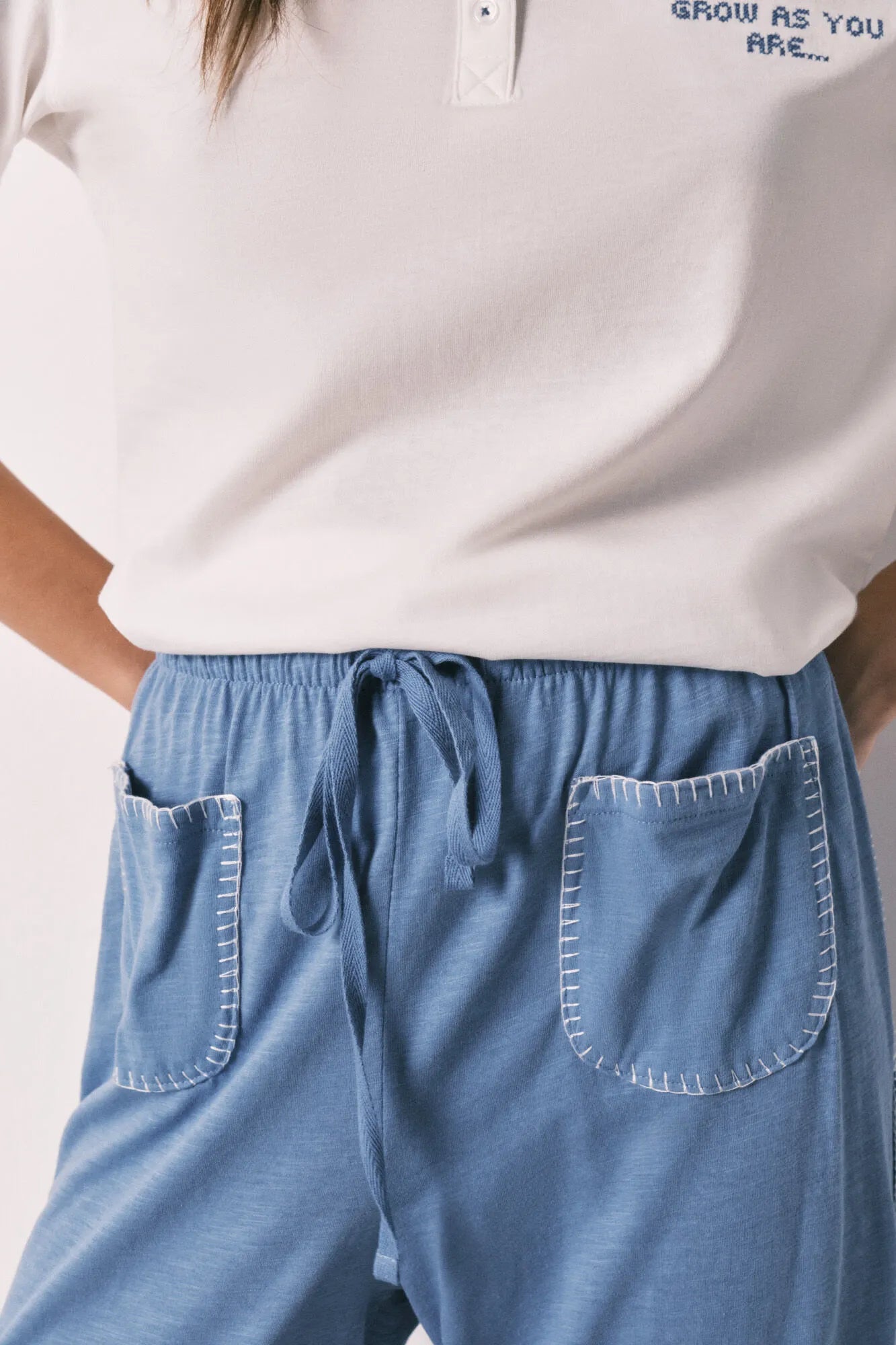 Women Secret Light Blue Women 100% Cotton Denim Capri Trousers SKU: 3703234_16 Image 05