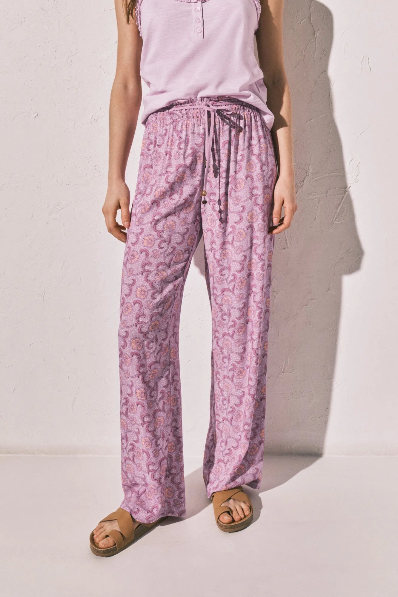 Women Secret Pink Women Pink Floral Print Long Trousers SKU: 3703239_73 Image 03