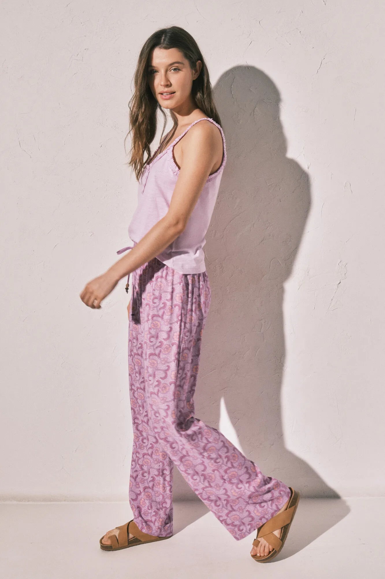 Women Secret Pink Women Pink Floral Print Long Trousers SKU: 3703239_73 Image 05