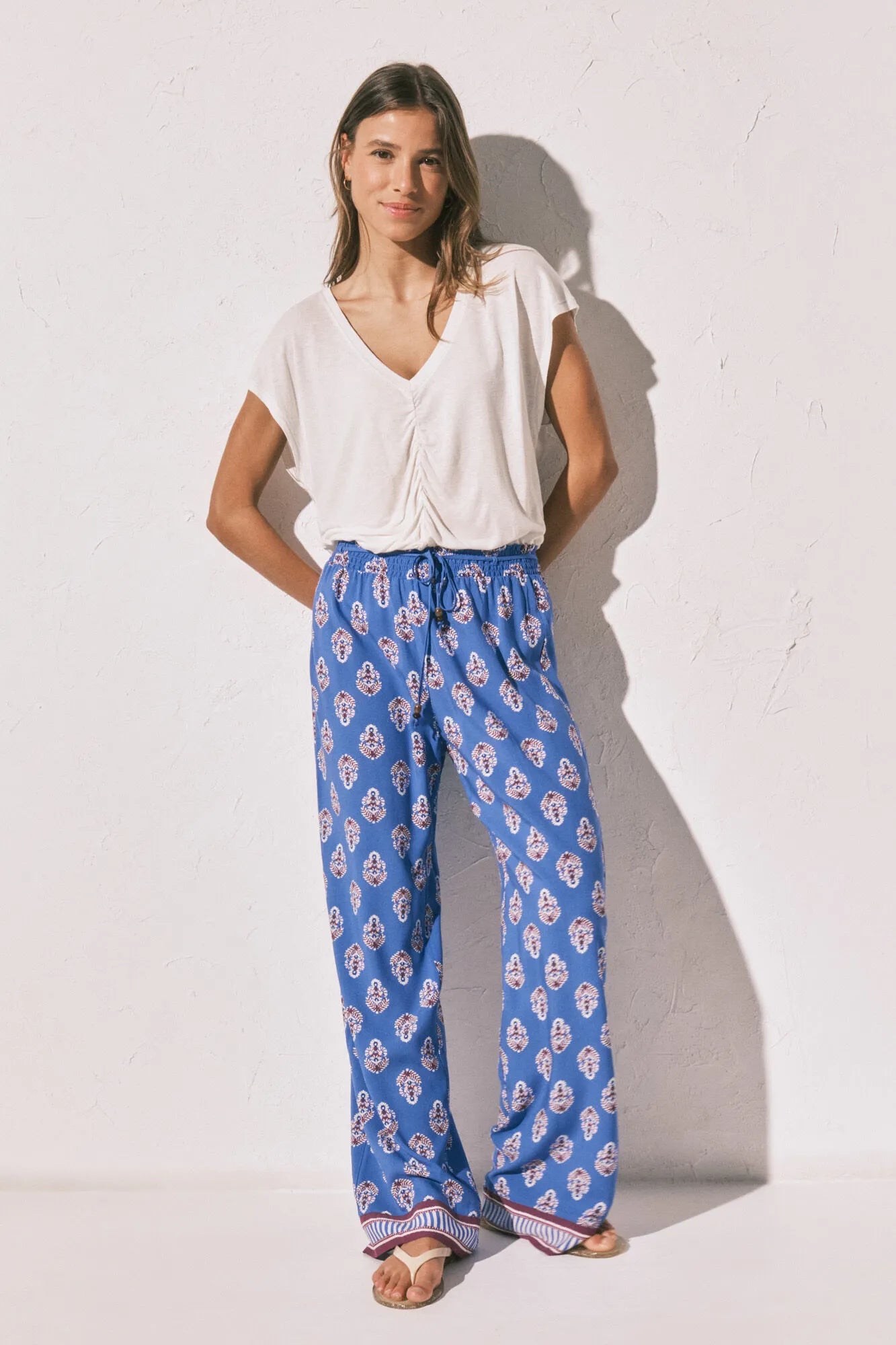 Women Secret Blue Print Women Blue Printed Long Trousers SKU: 3703240_19 Image 01