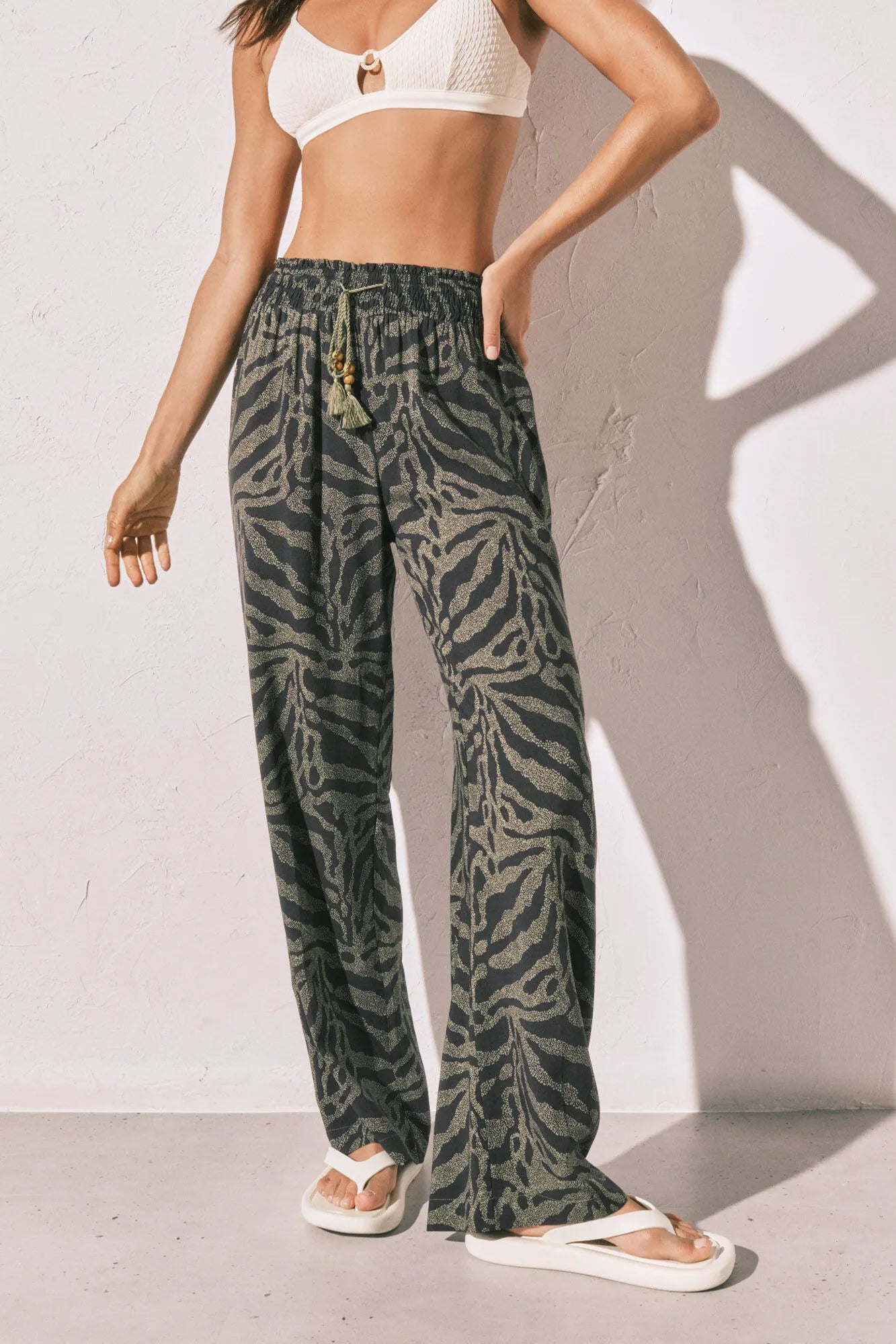 Women Secret Green Print Women Animal Print Long Trousers SKU: 3703250_29 Image 02