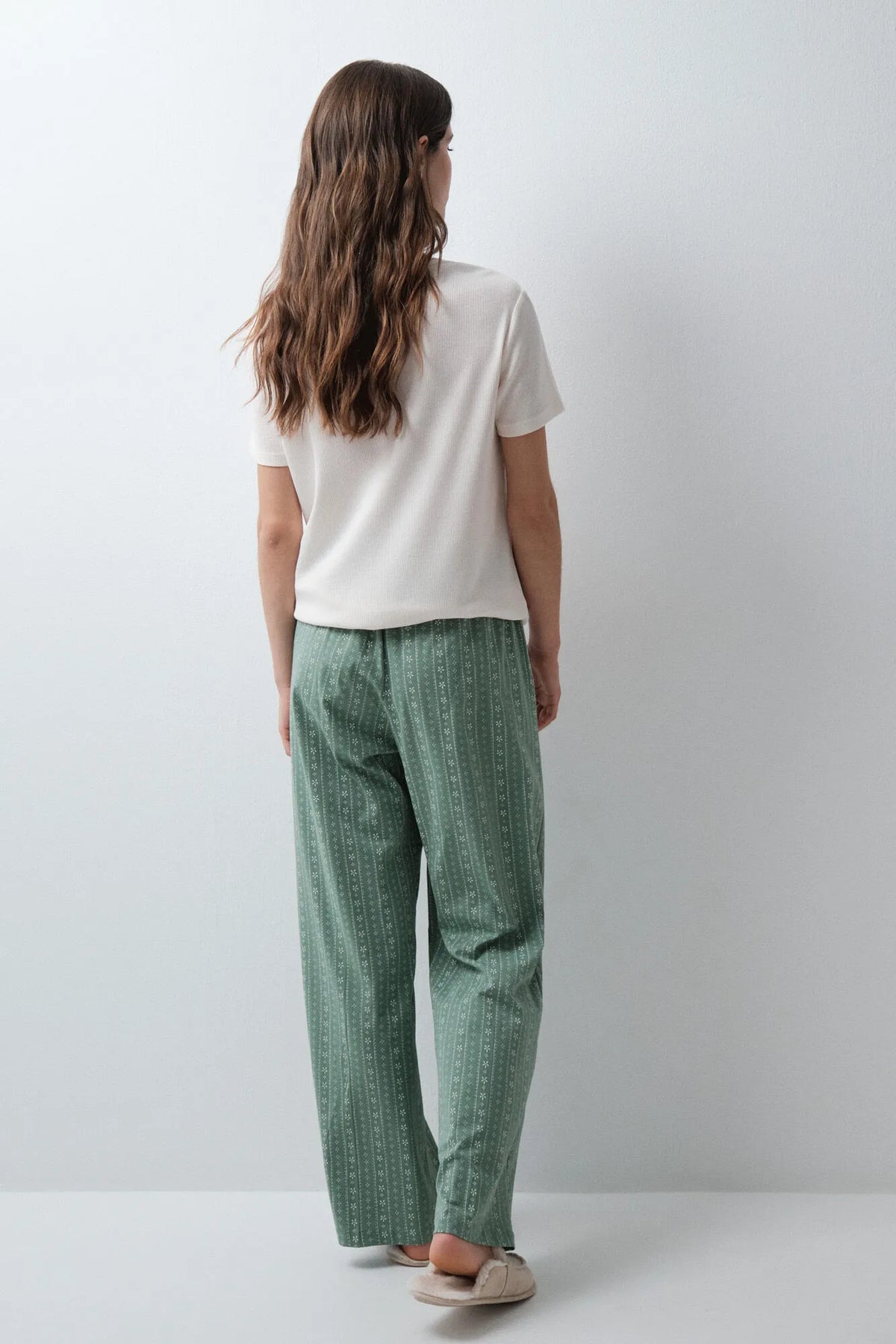 Women Secret Green Women Green Cotton Floral Long Trousers SKU: 3704539_23 Image 04