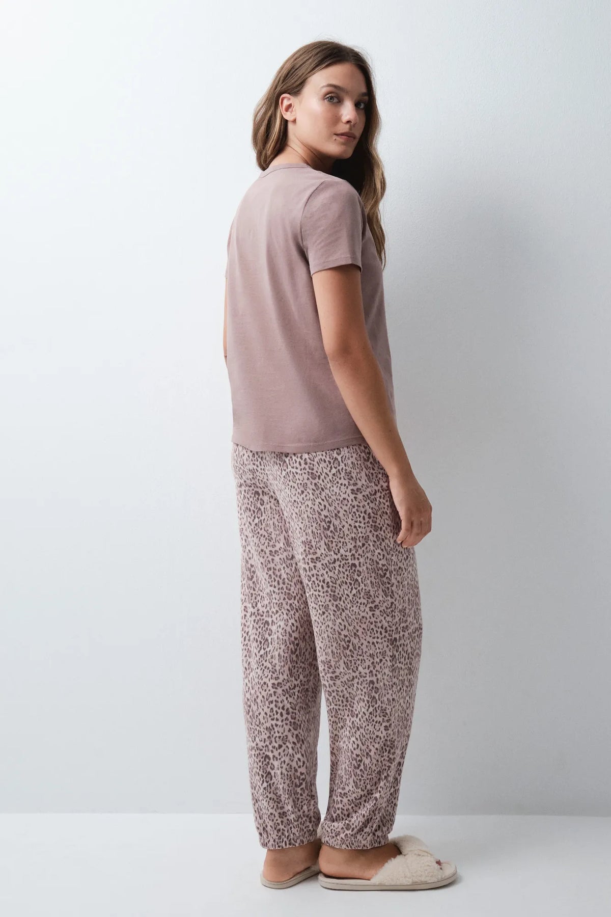 Women Secret Tan Women Animal Print Long Trousers SKU: 3704583_34 Image 04