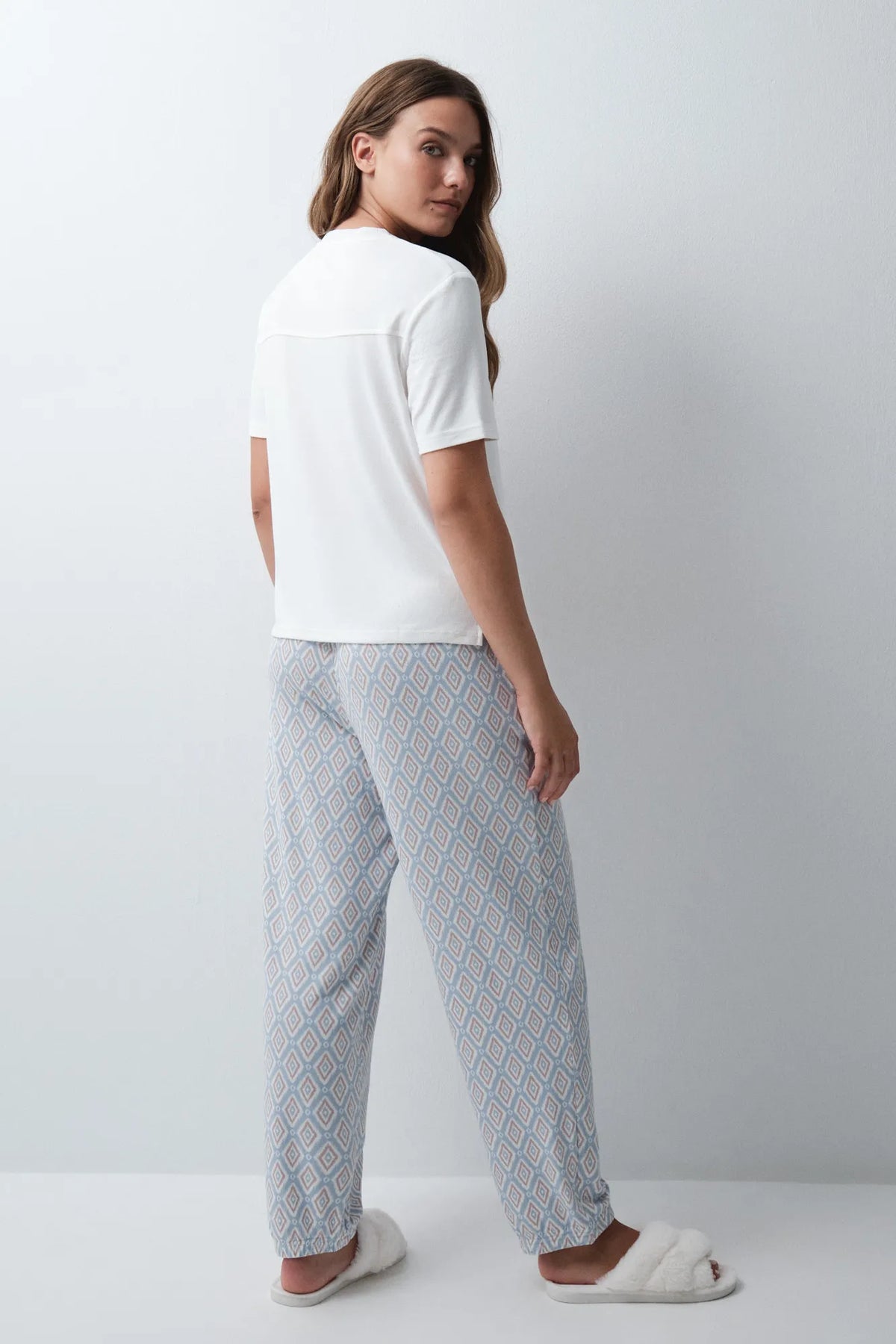 Women Secret Blue Print Women Folk Print Long Trousers SKU: 3704585_19 Image 04
