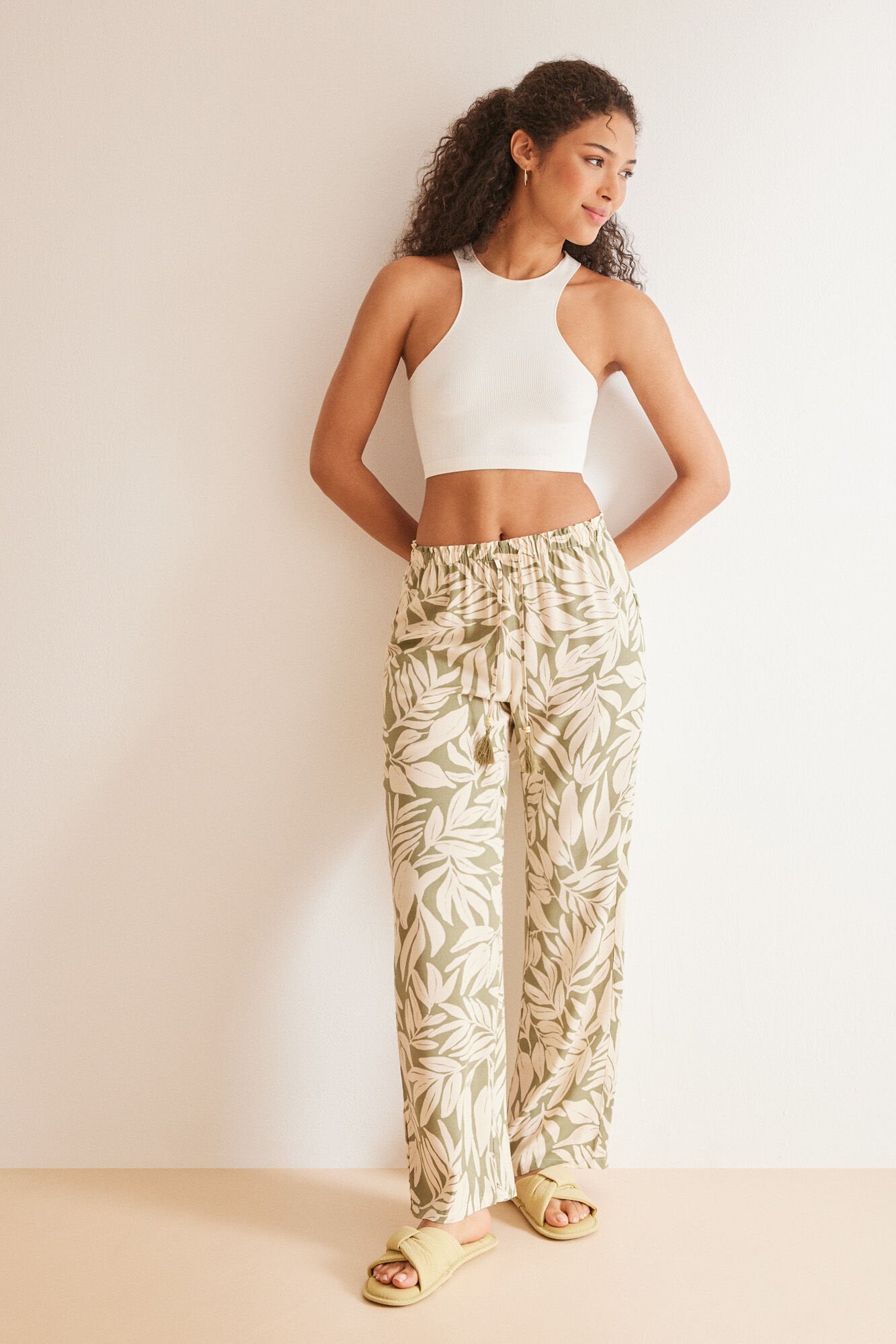 Green Print Long Pant_3707209_29_01
