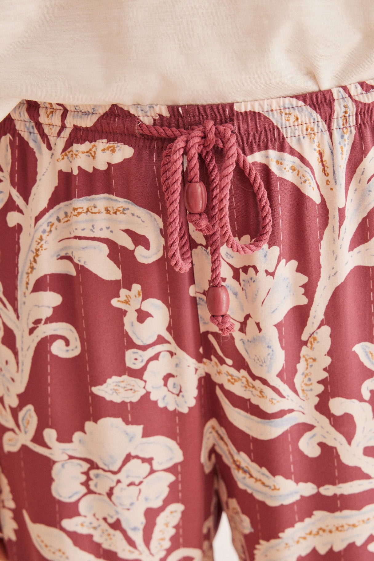 Maroon Print Long Pant_3707215_58_03