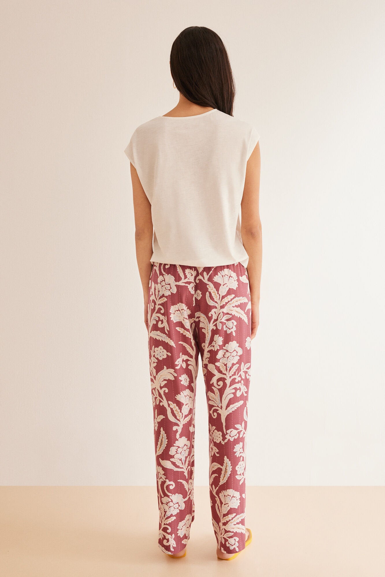 Maroon Print Long Pant_3707215_58_04
