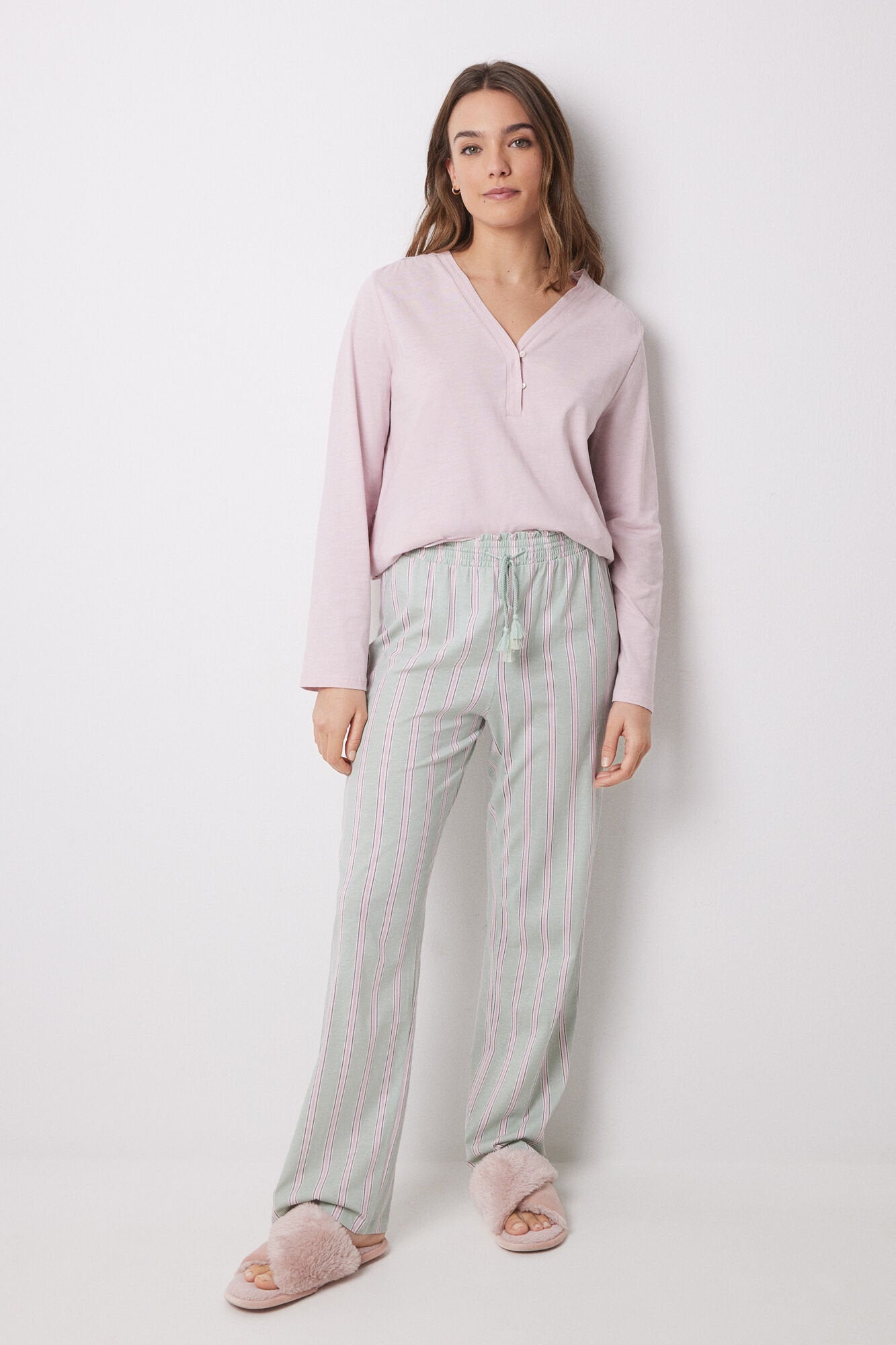 Women Secret_Long Pants 100% Cotton Striped_3709642_28_01