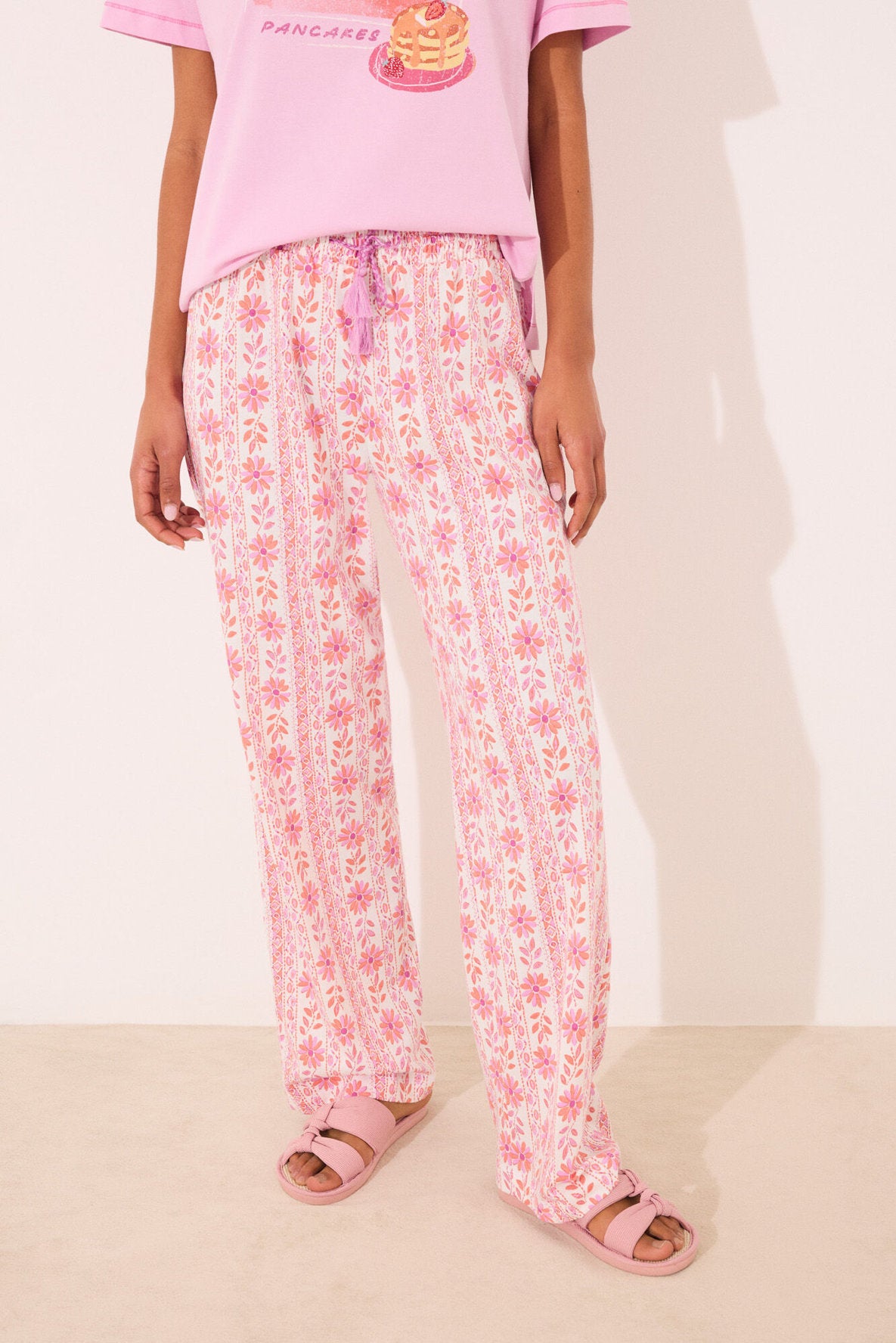 Women Secret_Long Lounge Trouser 100% Cotton Flowers_3709652_73_02