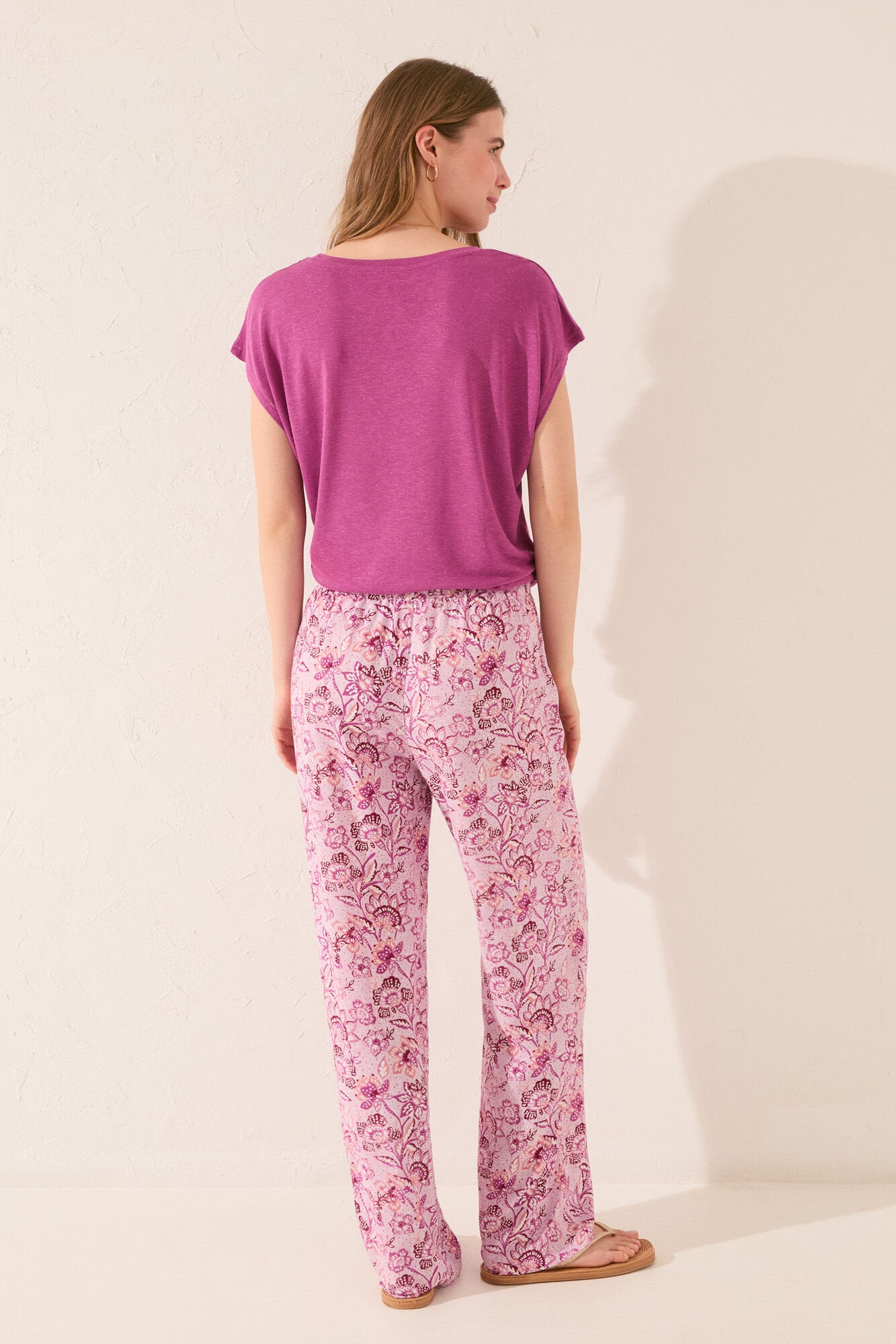 Women Secret_Pink Print Viscose Long Trouser_3709673_73_05