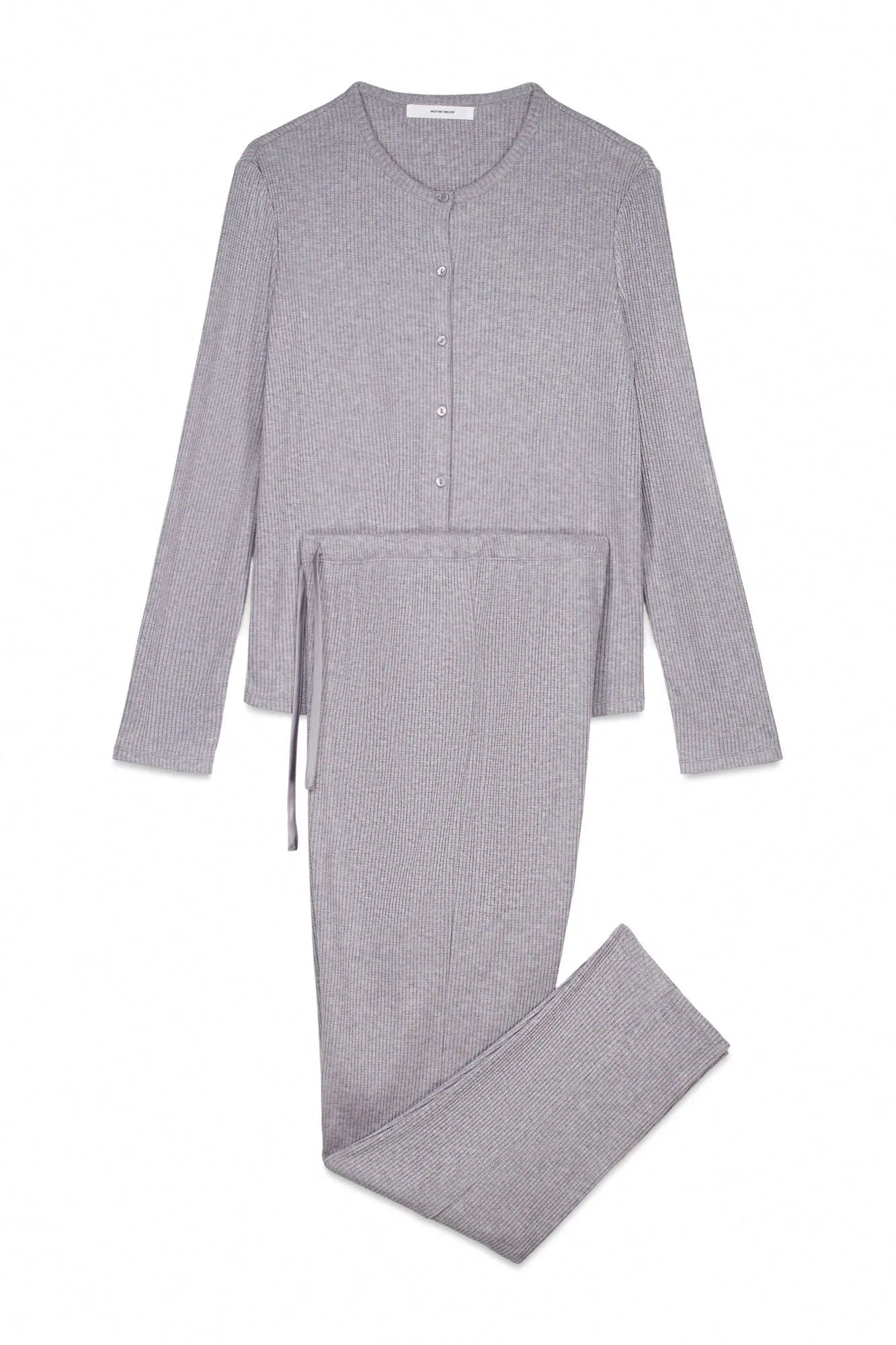 Women Secret_Charcoal Grey_Long Pyjamas Rib in Shiny Grey_3792065_40_07