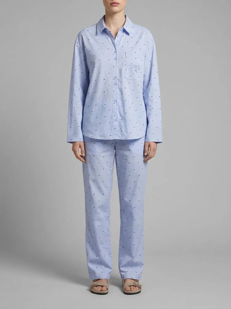 Women Secret_Blue Print_Blue Long Polka-Dot Print Classic Pyjamas_3793061_19_00