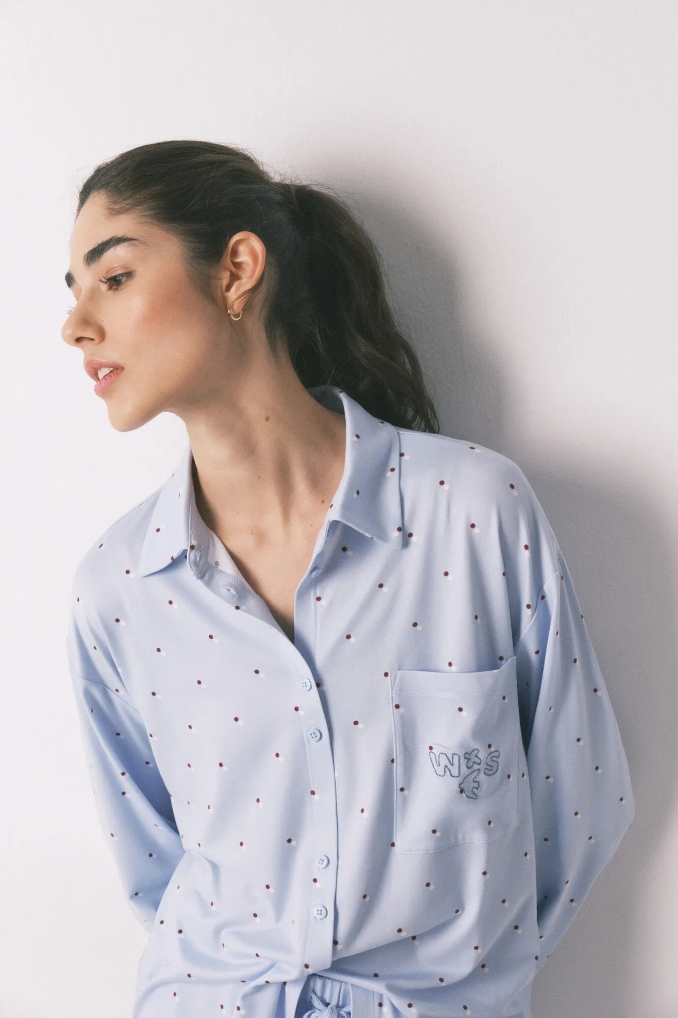 Women Secret_Blue Print_Blue Long Polka-Dot Print Classic Pyjamas_3793061_19_02