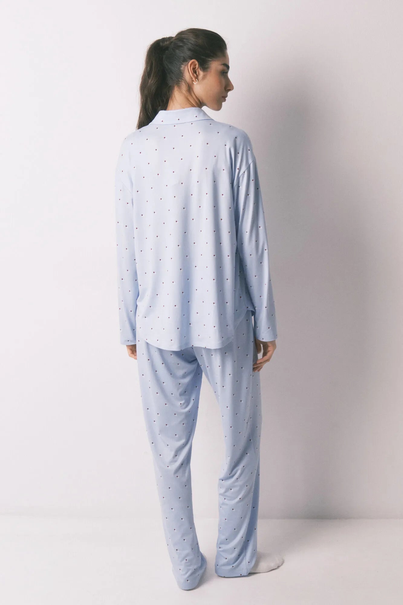 Women Secret_Blue Print_Blue Long Polka-Dot Print Classic Pyjamas_3793061_19_06