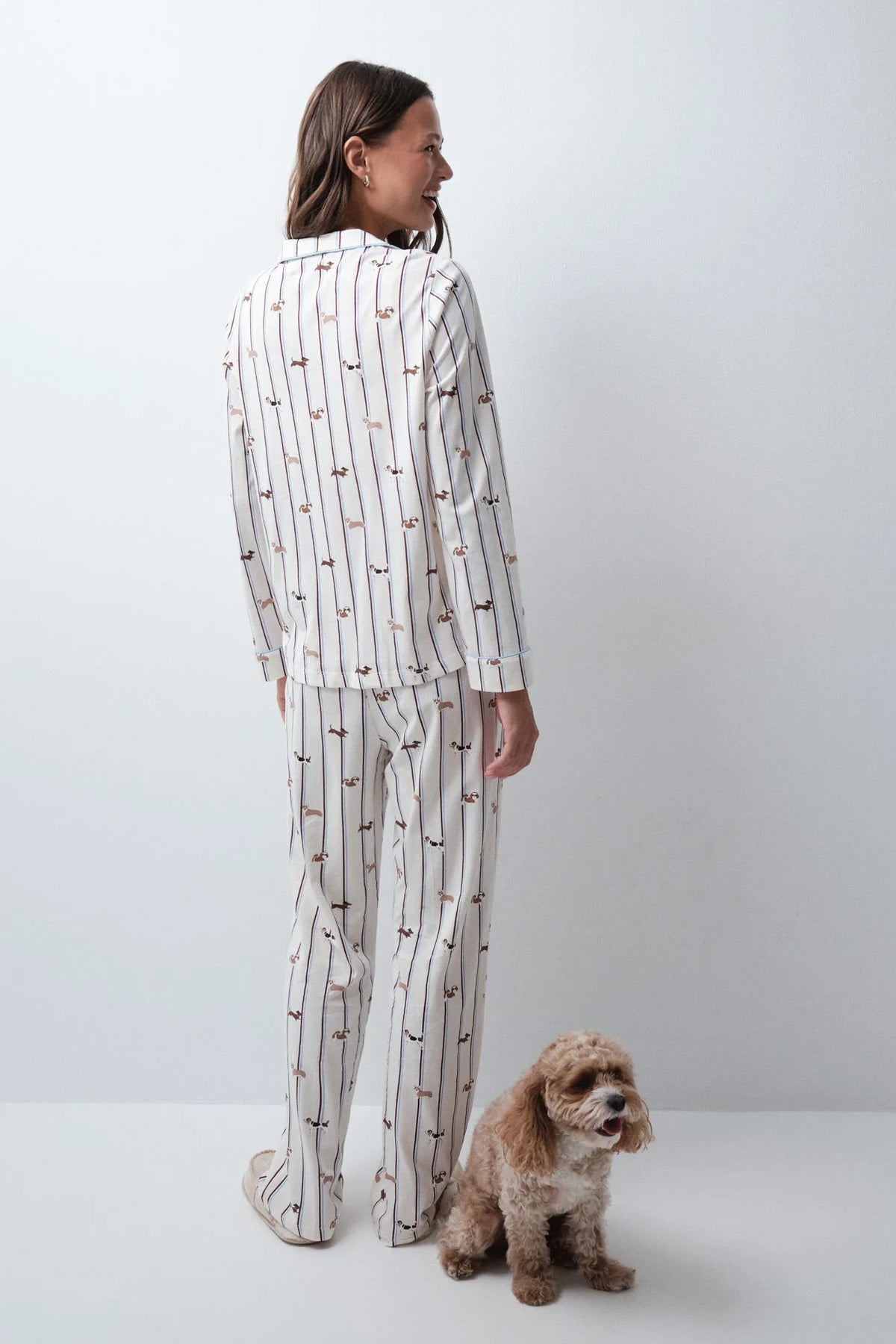 Women Secret White Print Women Striped Dog Print Classic Pyjamas SKU: 3794107_97 Image 05