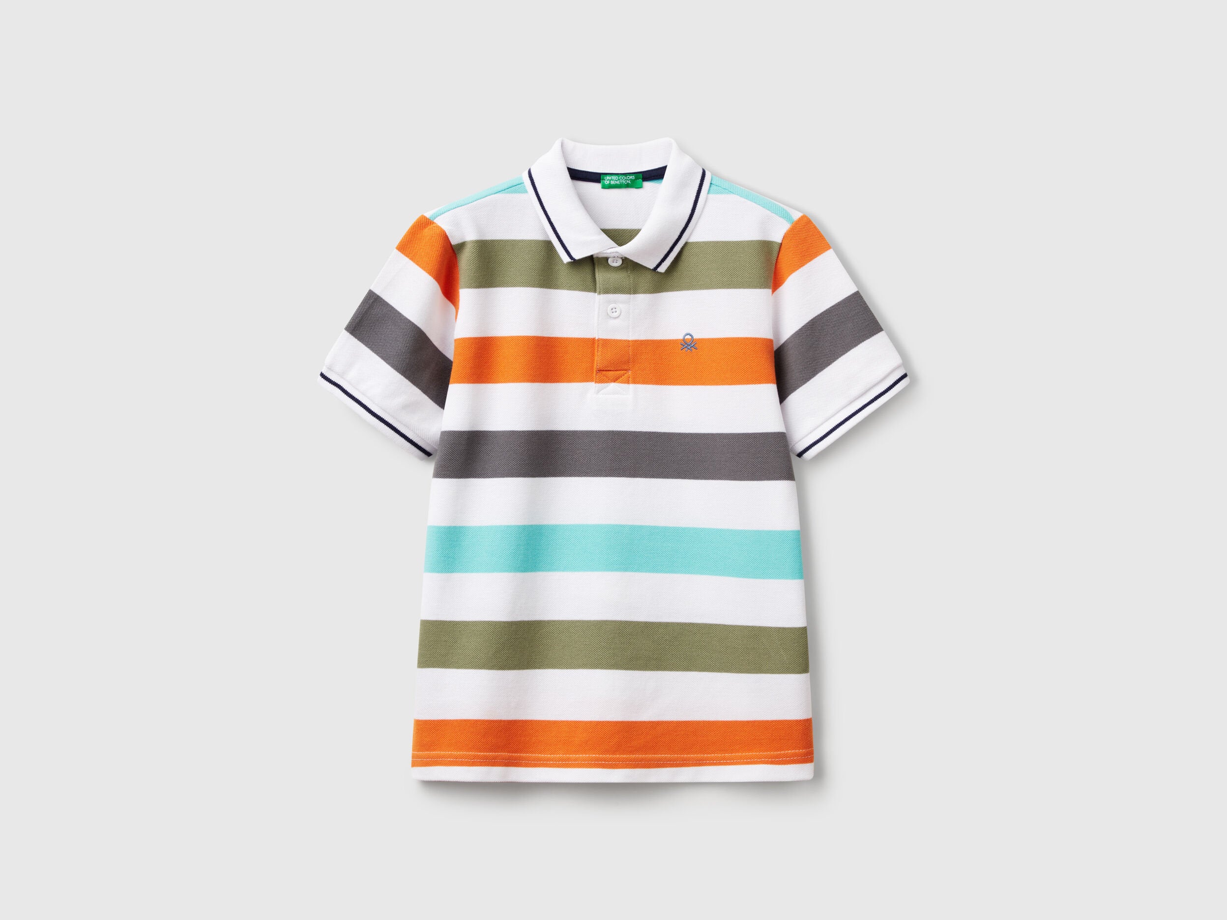 Benetton_Striped Short Sleeve Polo Shirt_39QAC301T_907_01