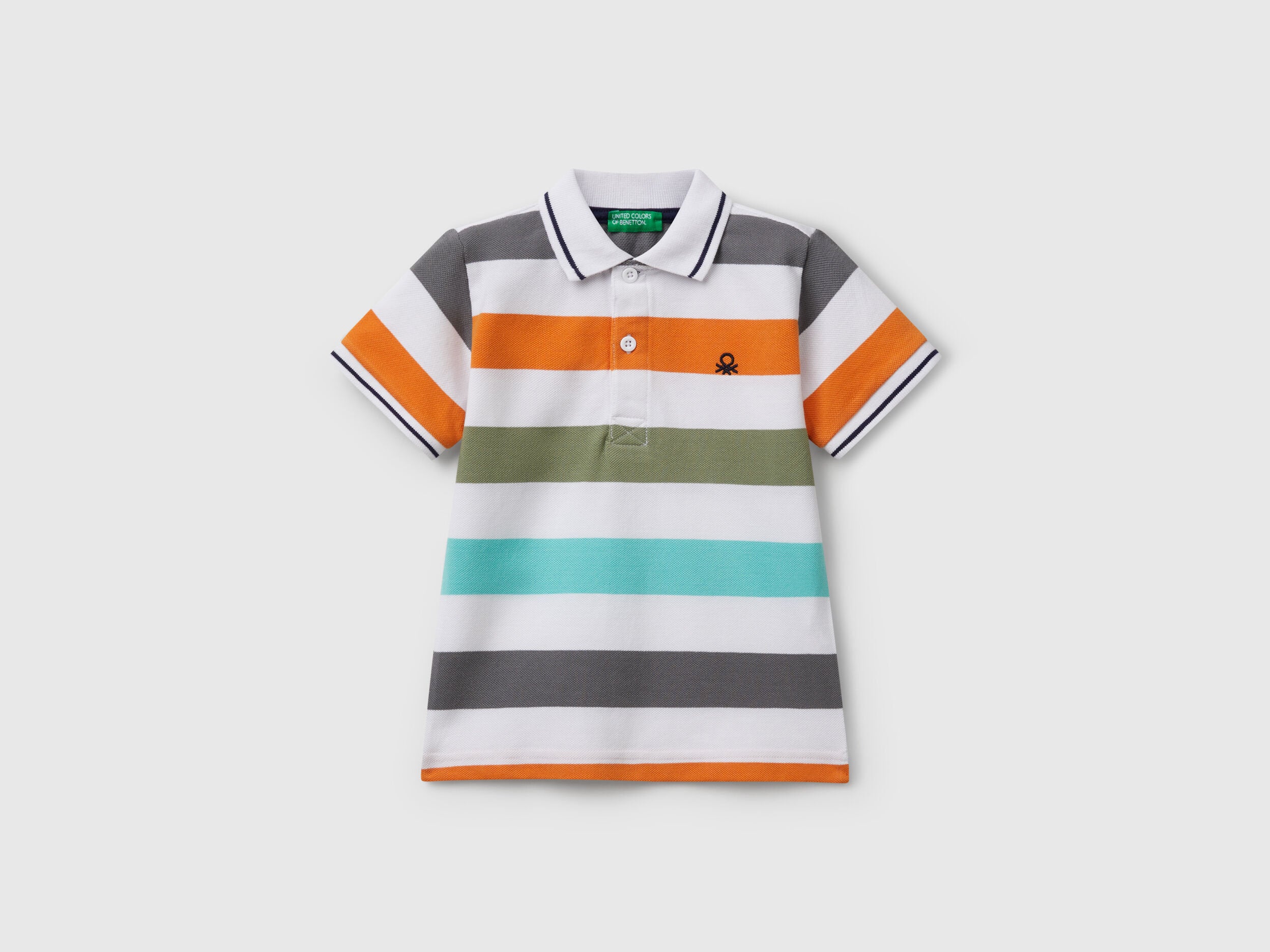 Benetton_Striped Short Sleeve Polo Shirt_39QAG300V_907_01