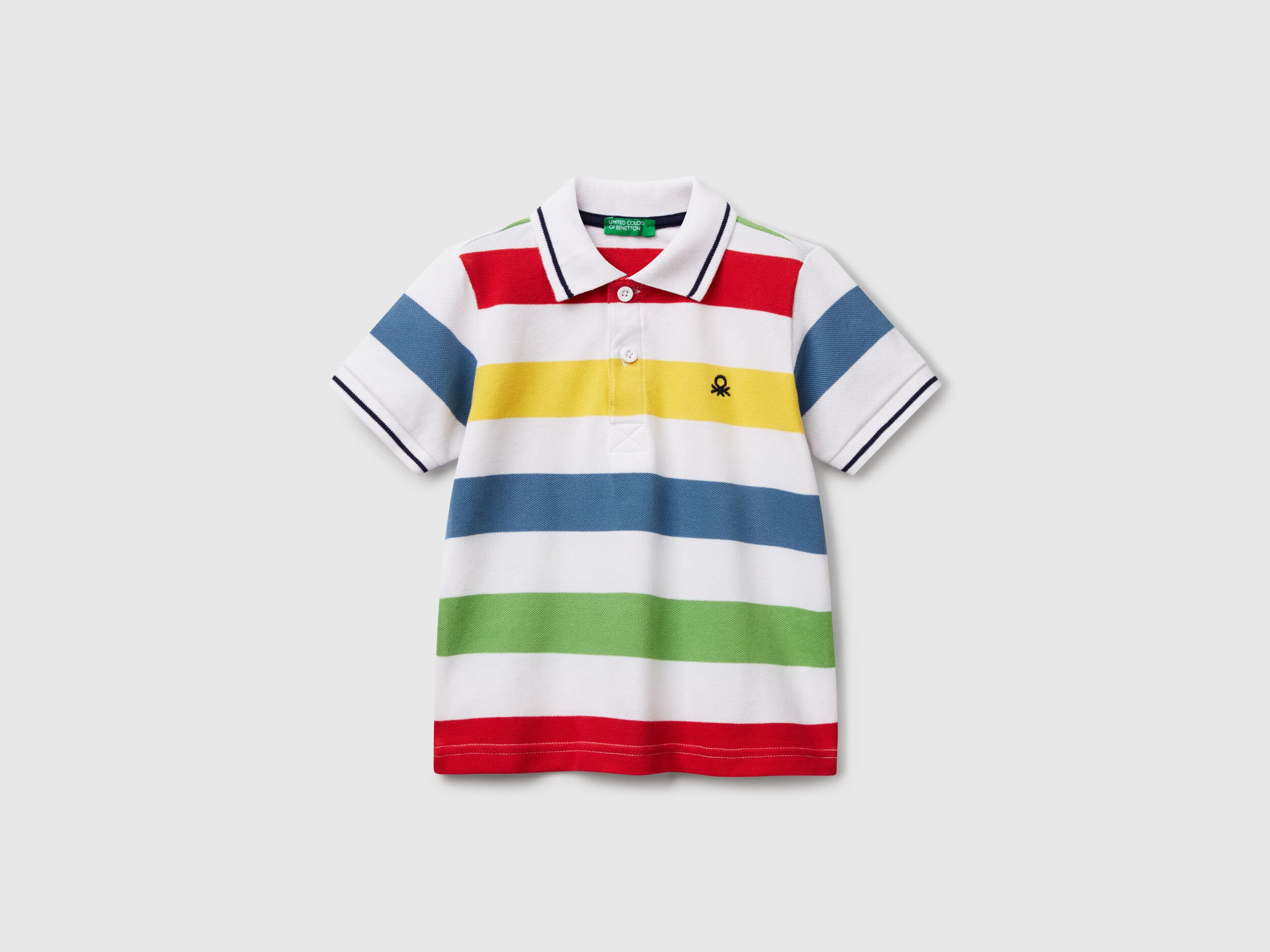 Benetton_Striped Short Sleeve Polo Shirt_39QAG300V_941_01
