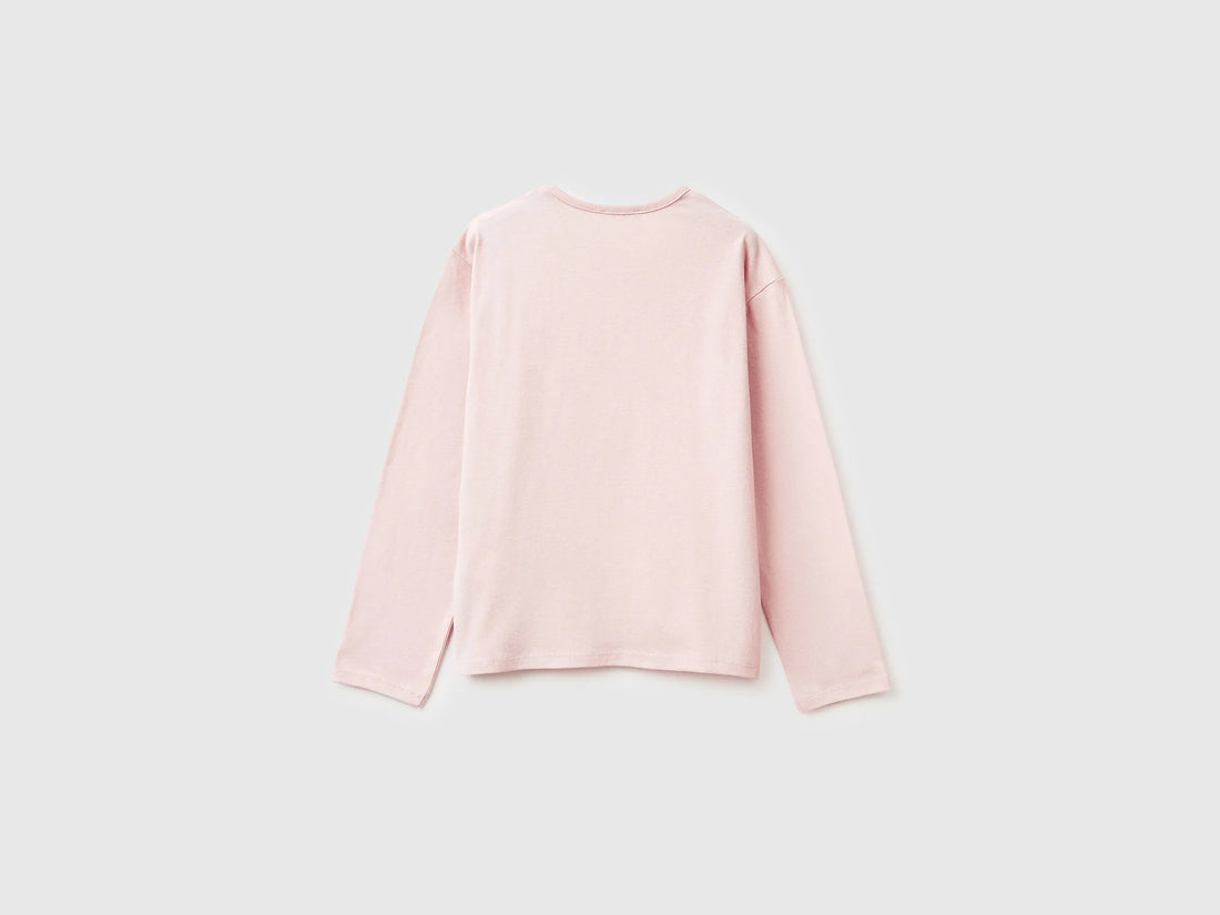 Benetton_Soft Pink_T-Shirt in Warm Cotton with Sequins_3ATNC10RG_3V5_02