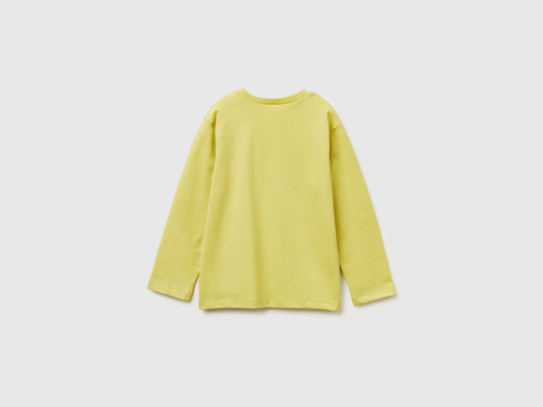 Benetton_Yellow_Crew Neck T-Shirt in Warm Cotton_3ATNG10KT_0Y6_02