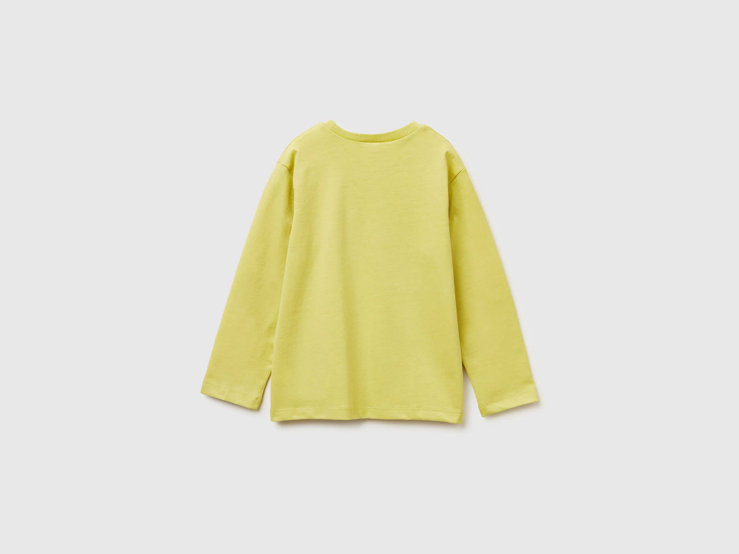 Benetton_Yellow_Crew Neck T-Shirt in Warm Cotton_3ATNG10KT_0Y6_02