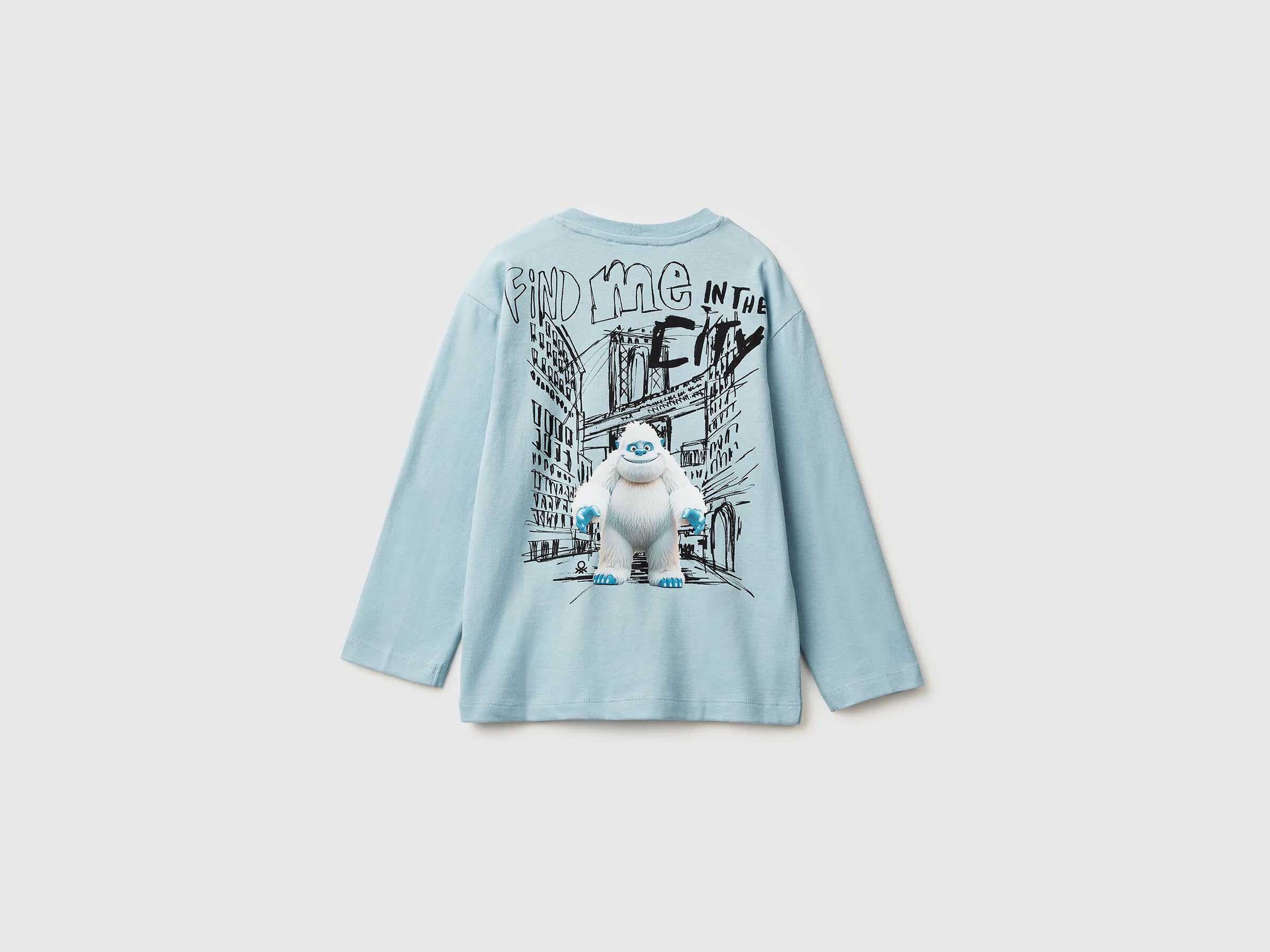 Benetton_Light Blue_T-Shirt with Print on Front and Back_3ATNG10KV_27G_02