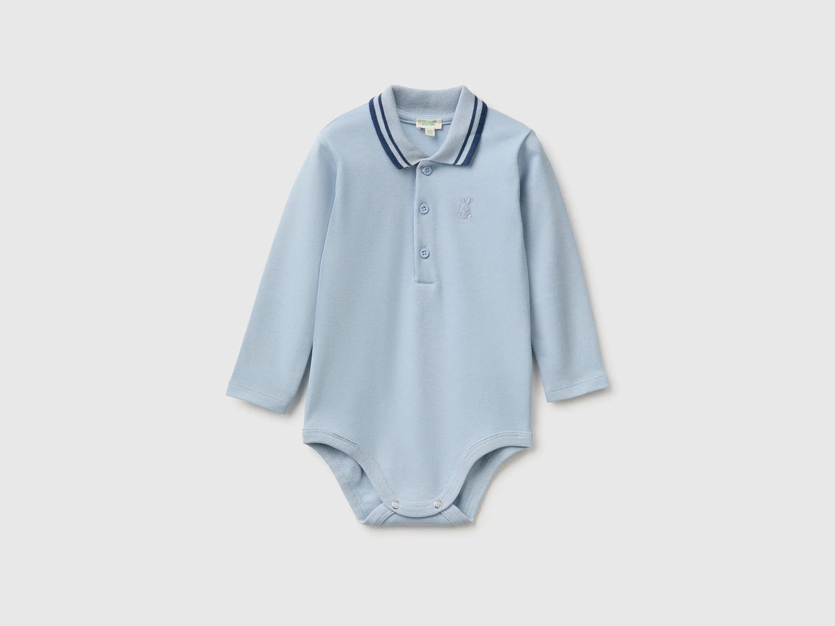 Benetton Sky Blue Unisex Cotton Polo Bodysuit SKU: 3CDIAB00F_3L3 Image 01