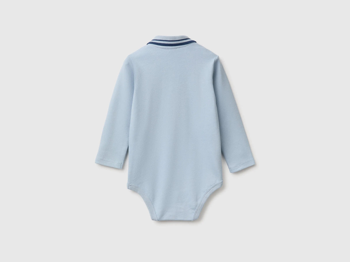 Benetton Sky Blue Unisex Cotton Polo Bodysuit SKU: 3CDIAB00F_3L3 Image 02