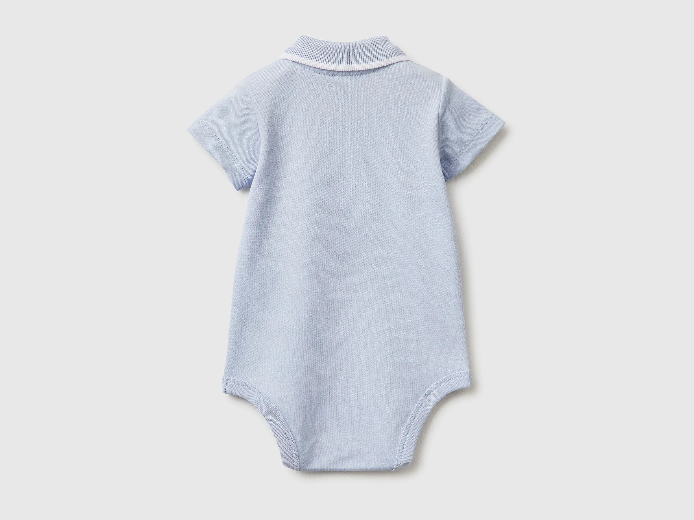 Benetton Sky Blue New Born Polo Onesie in Organic Cotton SKU: 3CDIAB00X_081 Image 02