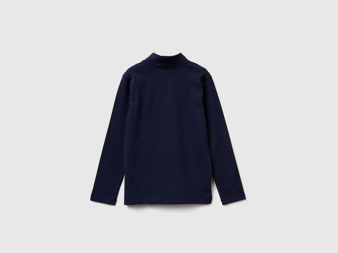 Benetton_Dark Blue_Turtleneck T-Shirt in Warm Stretch Cotton_3DKEG10JU_252_02