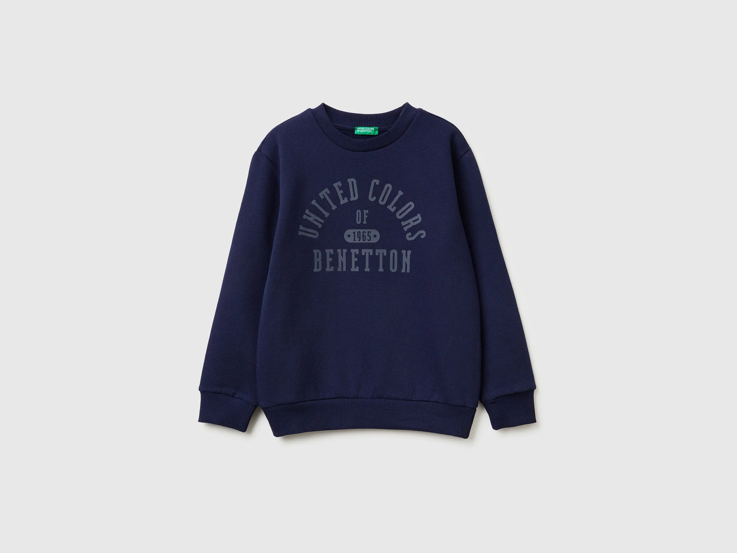 Benetton_Dark Blue_Warm Sweatshirt with Logo_3EB5C10R5_252_01
