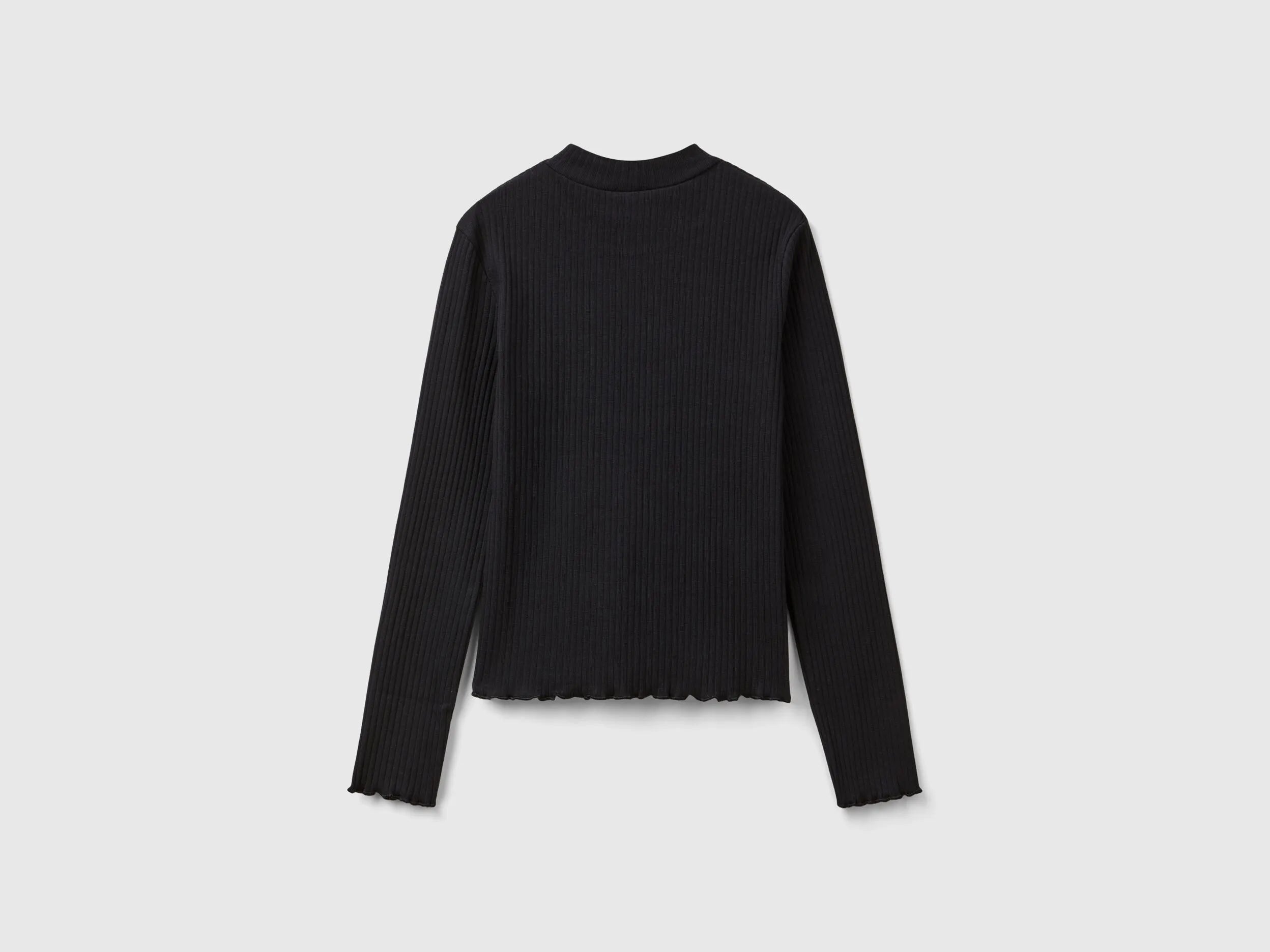 Benetton_Black_Slim Fit Stretch Cotton T-Shirt_3F1AC203O_100_02