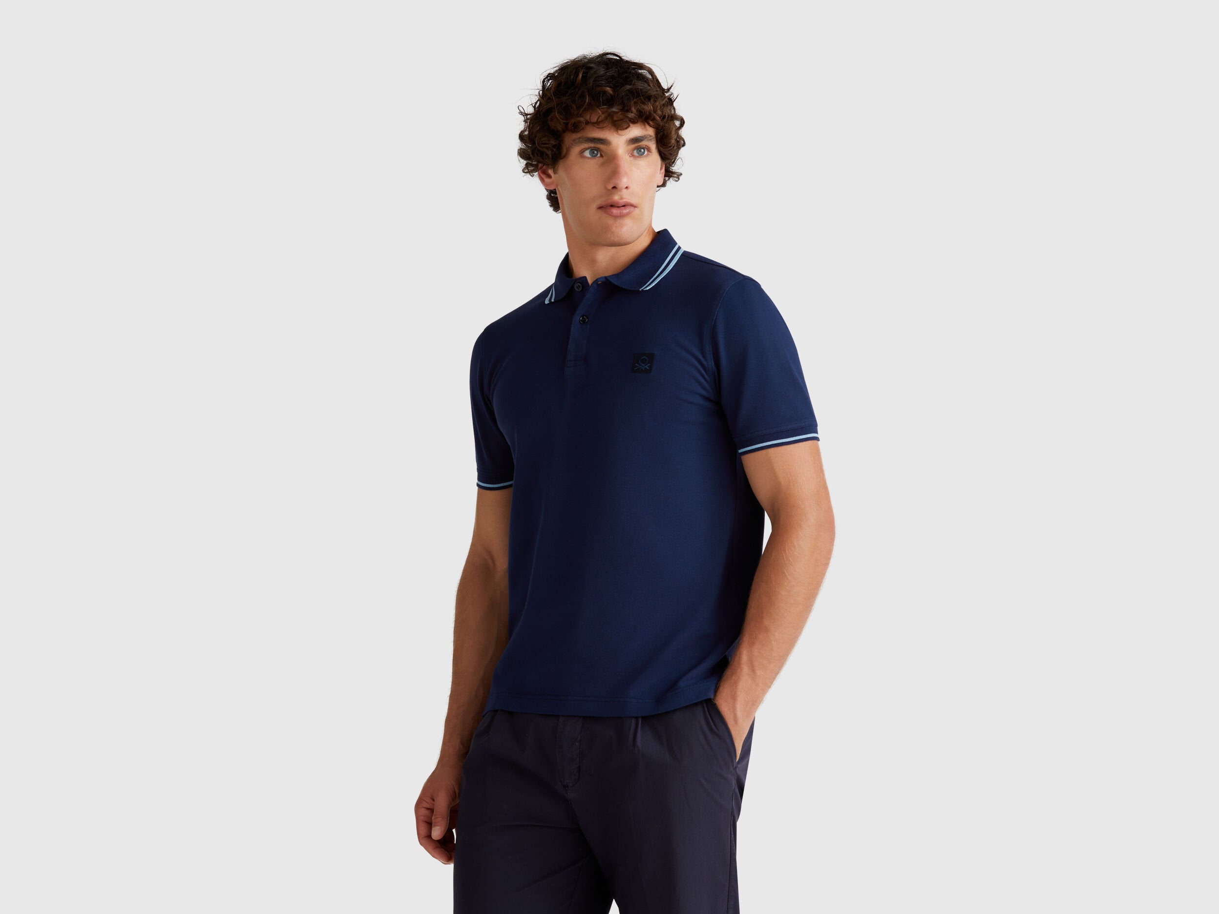Benetton_Midnight Blue Slim Fit Polo_3F9HU302E_252_01