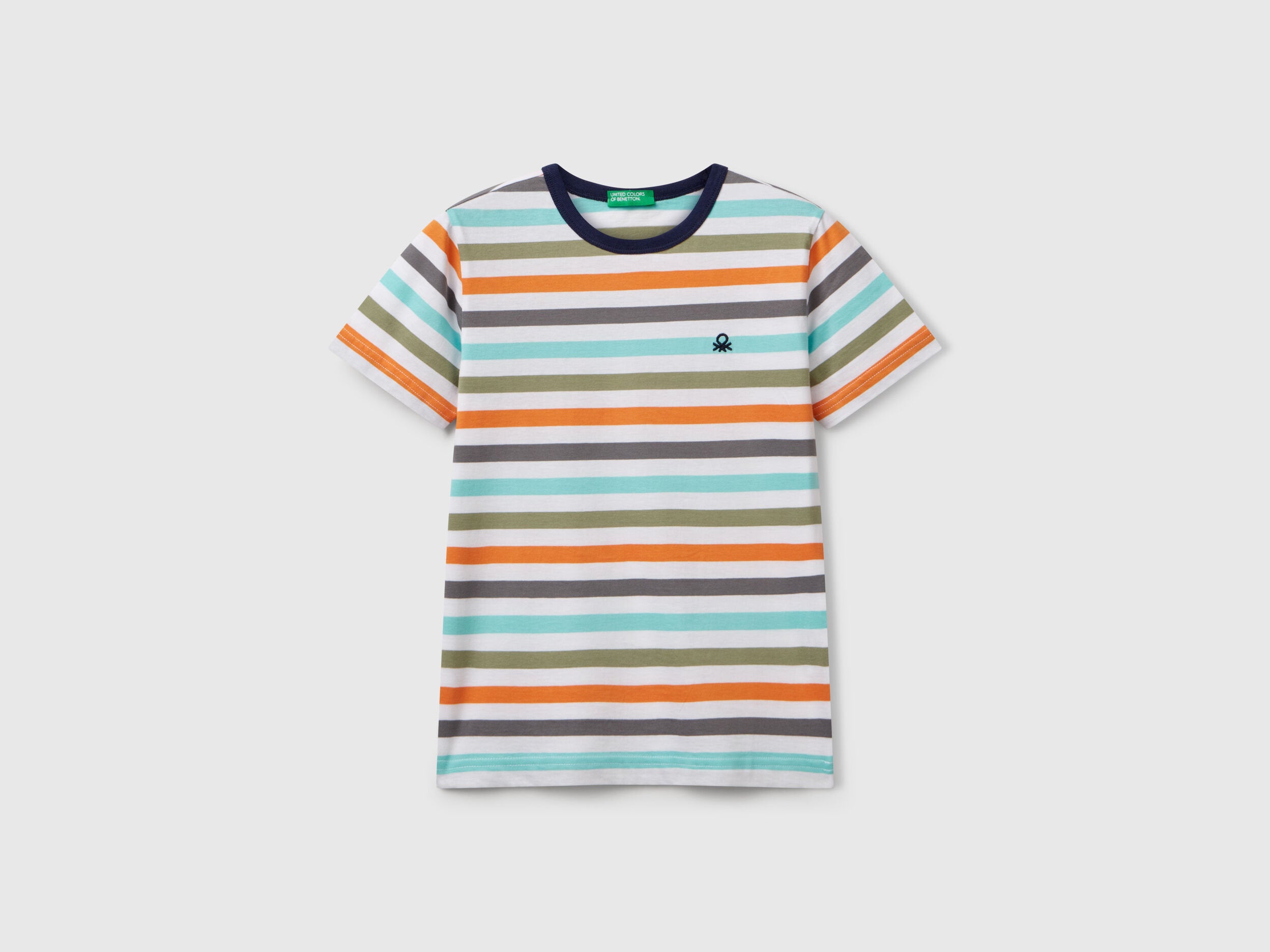 Benetton_100% Cotton Striped T-Shirt_3FHXC10MW_908_01
