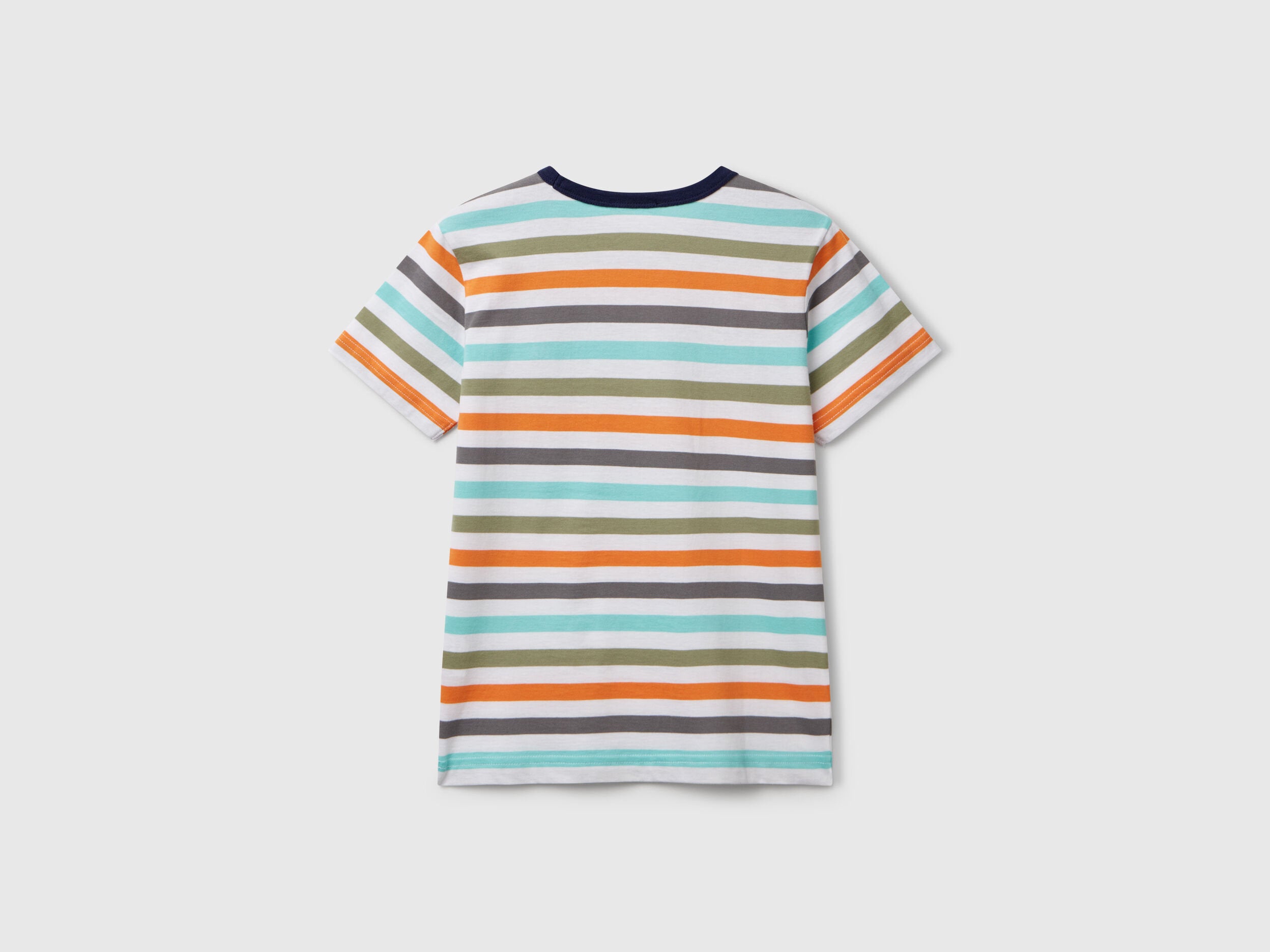 Benetton_100% Cotton Striped T-Shirt_3FHXC10MW_908_02