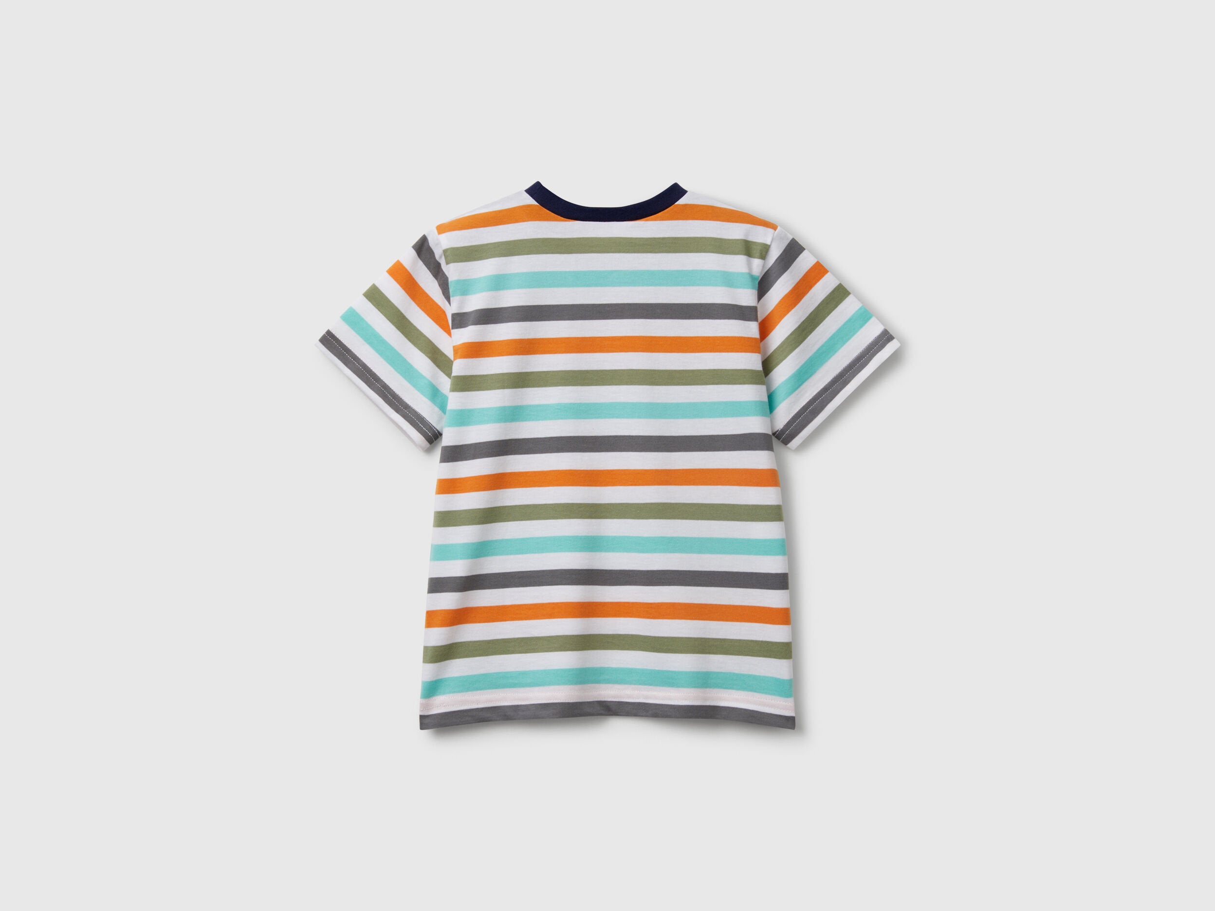 Benetton_100% Cotton Striped T-Shirt_3FHXG10HR_908_02