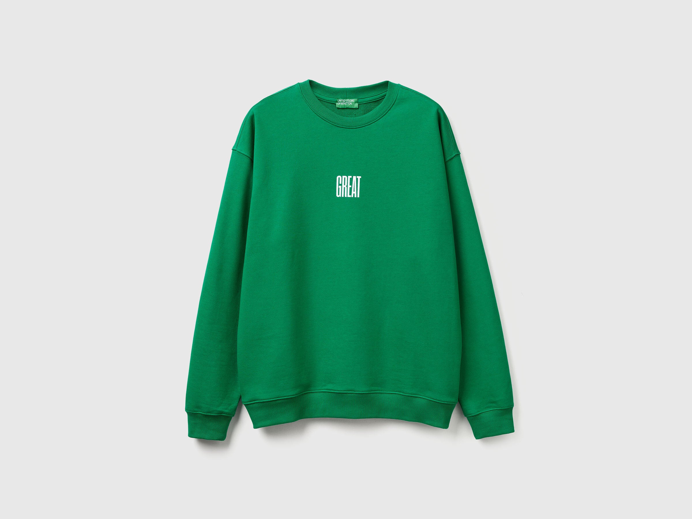 Benetton_Green_Relaxed Fit Sweatshirt with Print_3FWYU10AZ_108_05